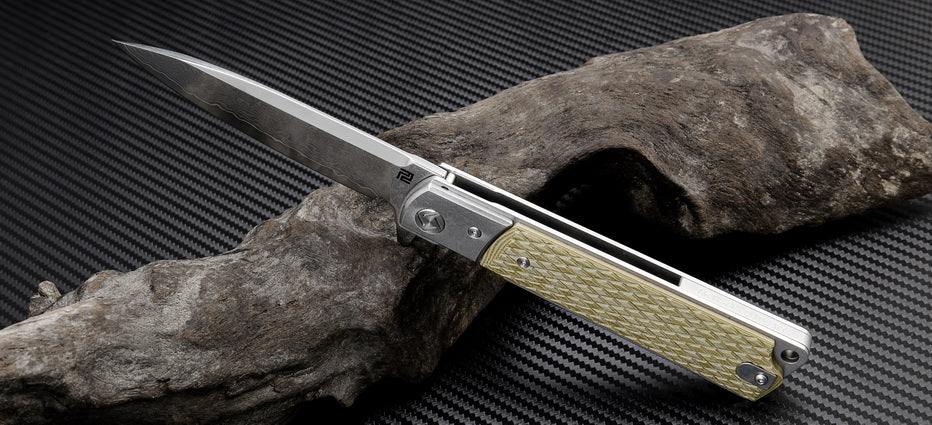 Artisan Cutlery Classic ATZ-1802GD Damascus Blade G10 Handle Folding Knives - Image 6