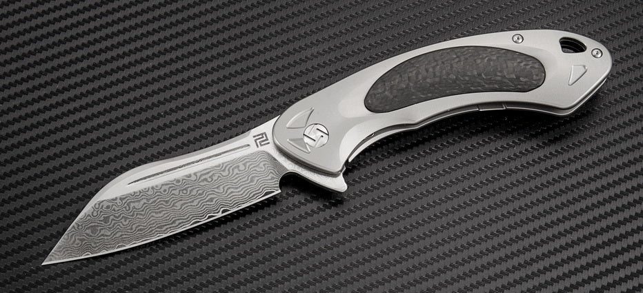 Artisan Cutlery Eterno ATZ-1818GD Damascus Blade Titanium Handle Folding Knives - Image 3