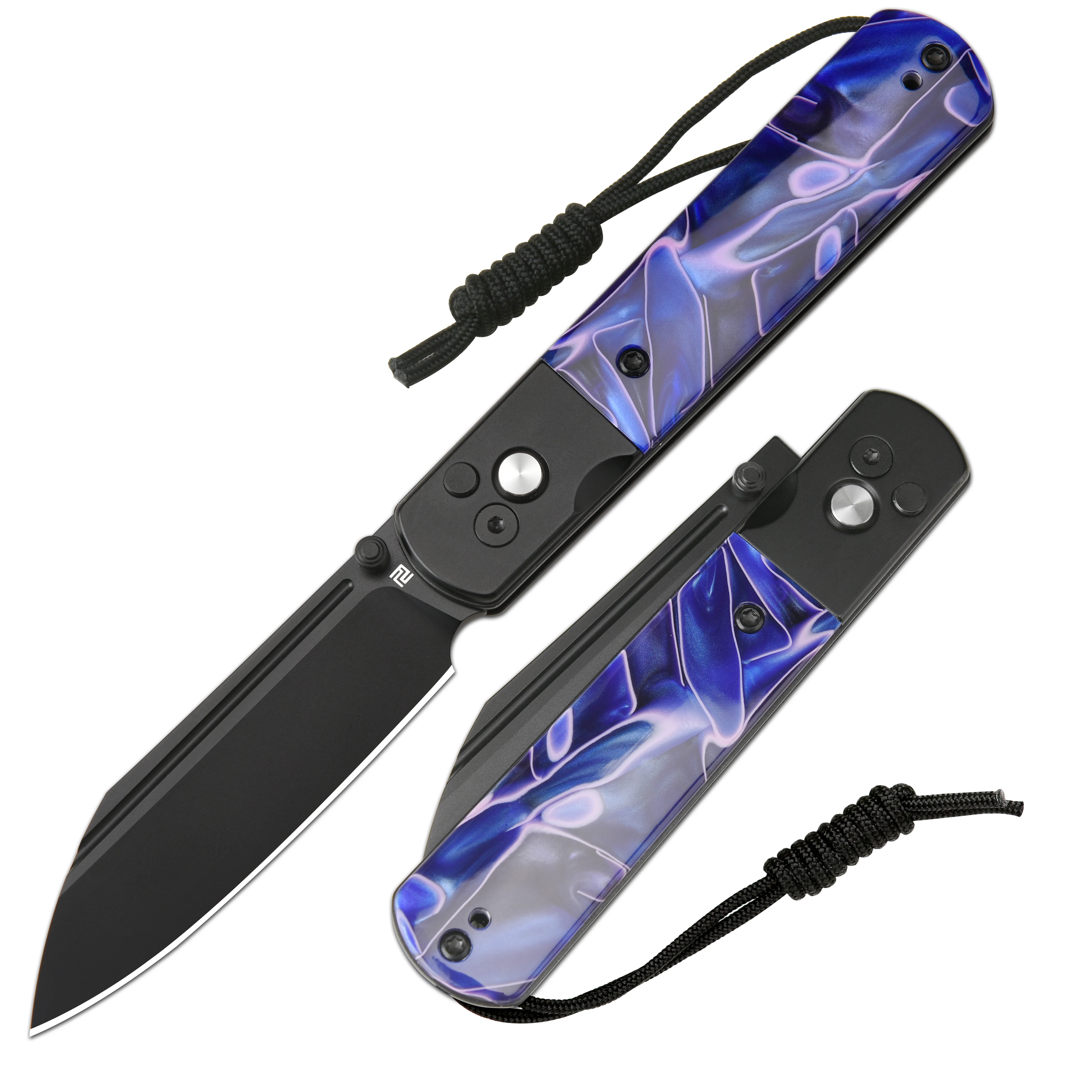 Artisan Cutlery Holm 1875P AR-RPM9 Steel Blade Acrylic Handle Folding Knives - Black & Blue (1875P-BUA) - Image 5