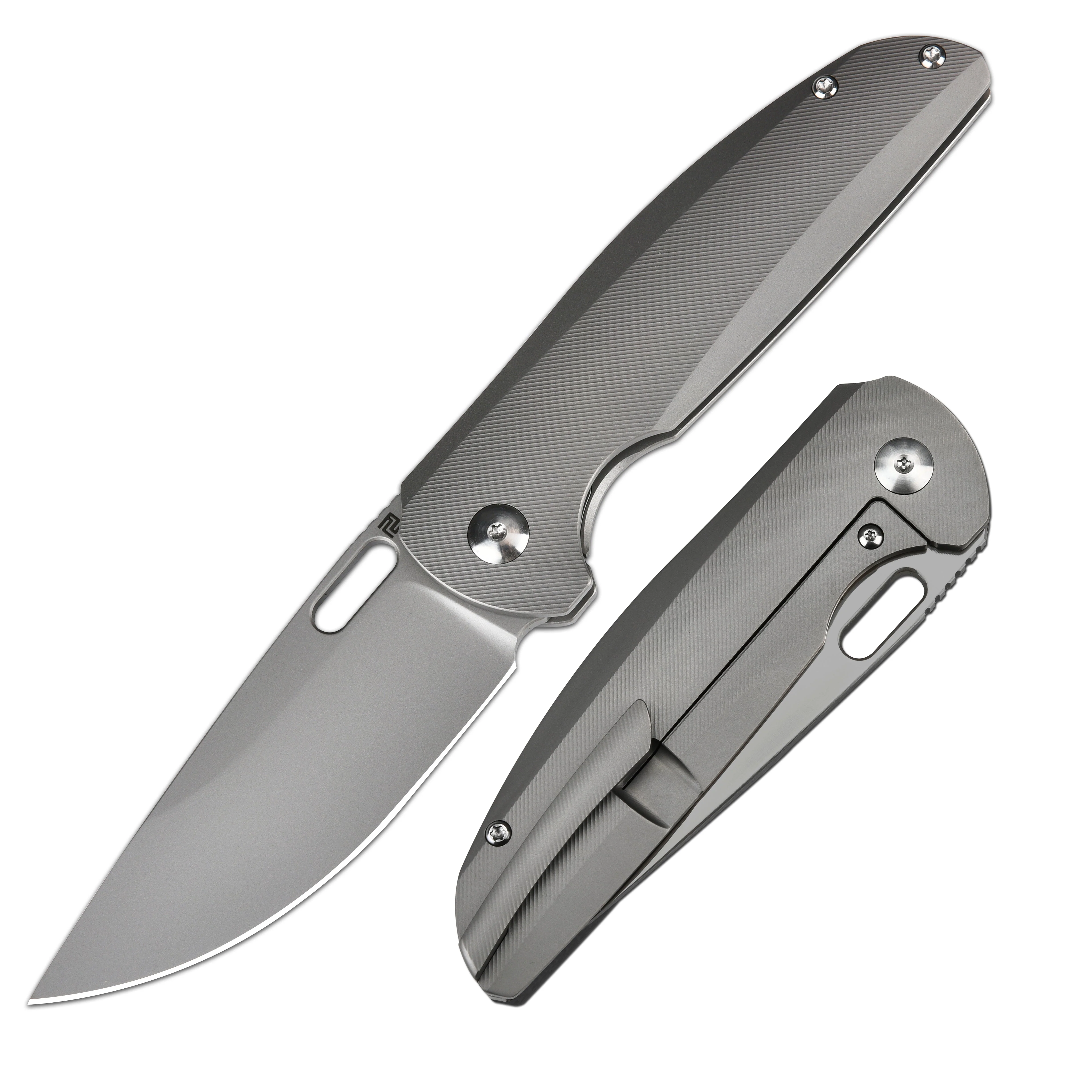 Artisan Cutlery Satyr ATZ-1852G-BGY S90V Blade Titanium Handle Folding Knives - Image 3