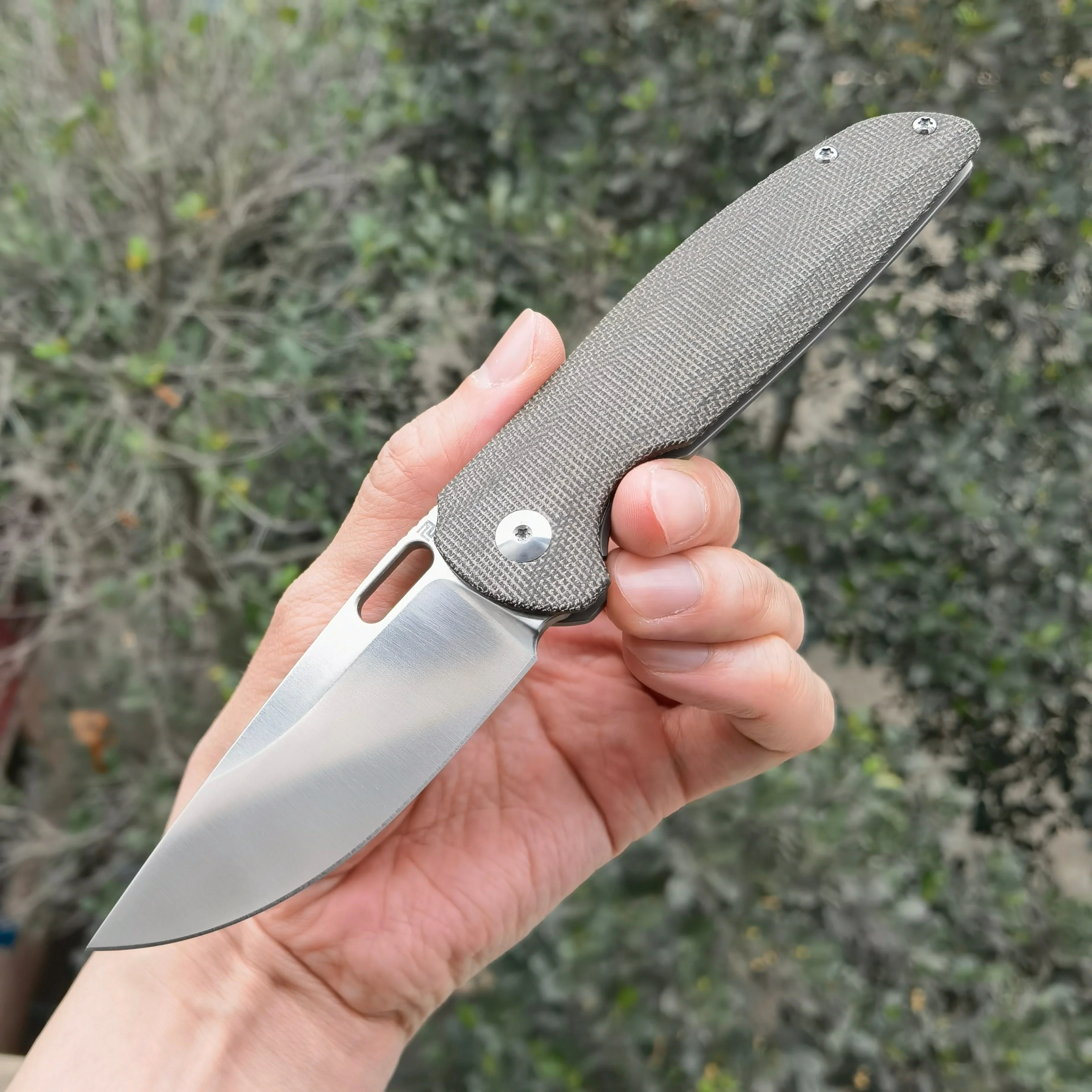 Artisan Cutlery Satyr 1852G-ODG S90V Blade Micarta & Titanium Handle Folding Knives - Image 6