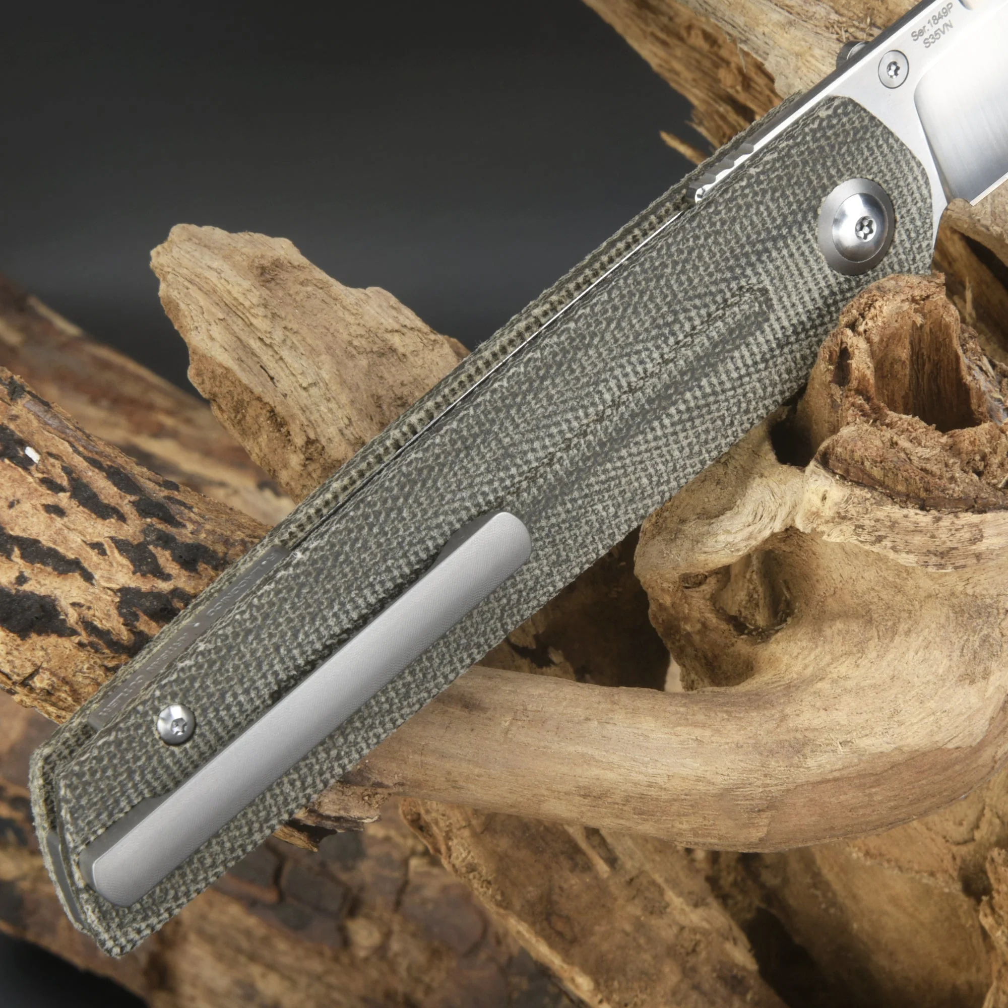 Artisan Cutlery Sirius 1849P S35VN Blade OD Green Micarta Handle Folding Knives - Image 3