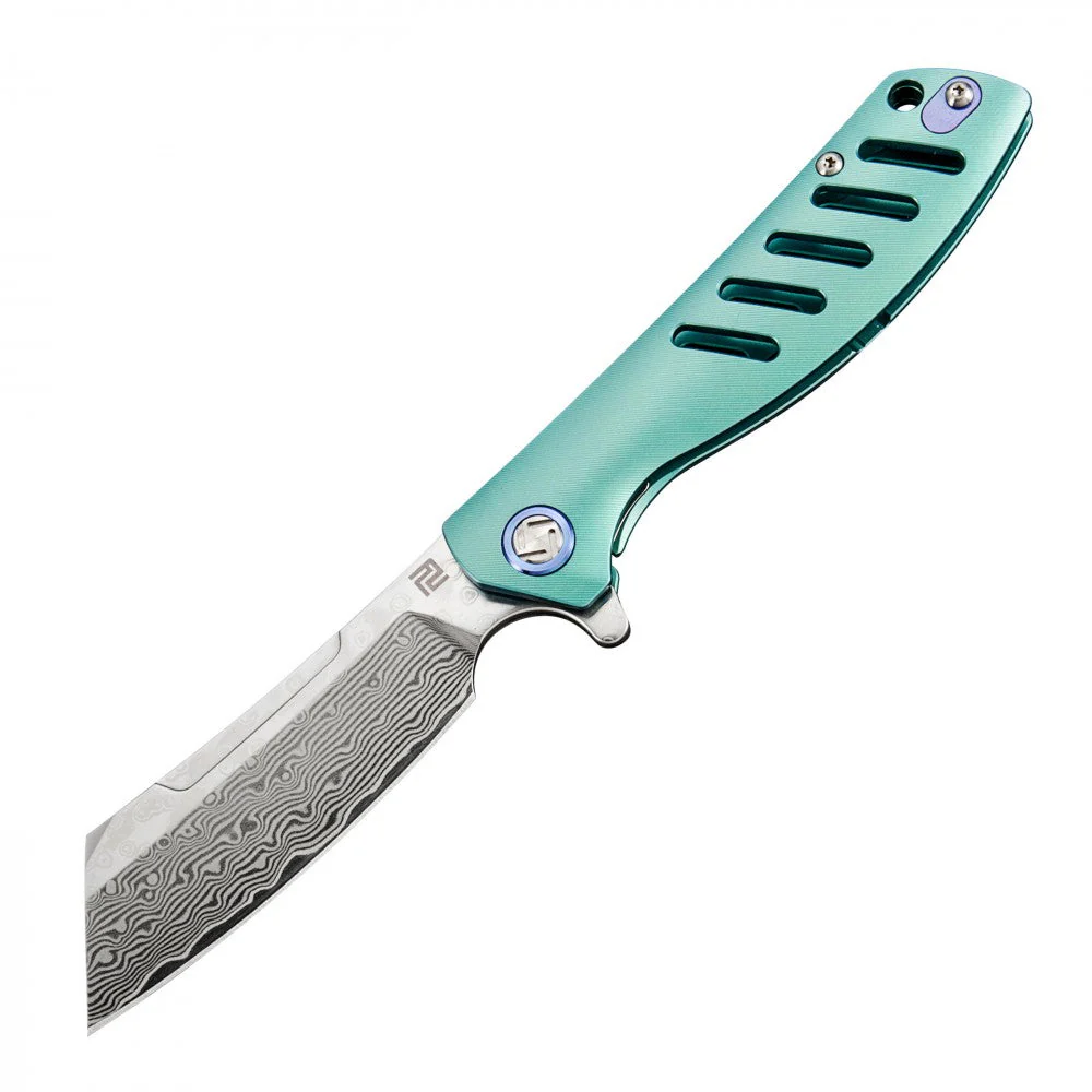 Artisan Cutlery Tomahawk ATZ-1815GD Damascus Blade Titanium Handle Folding Knives - Image 7