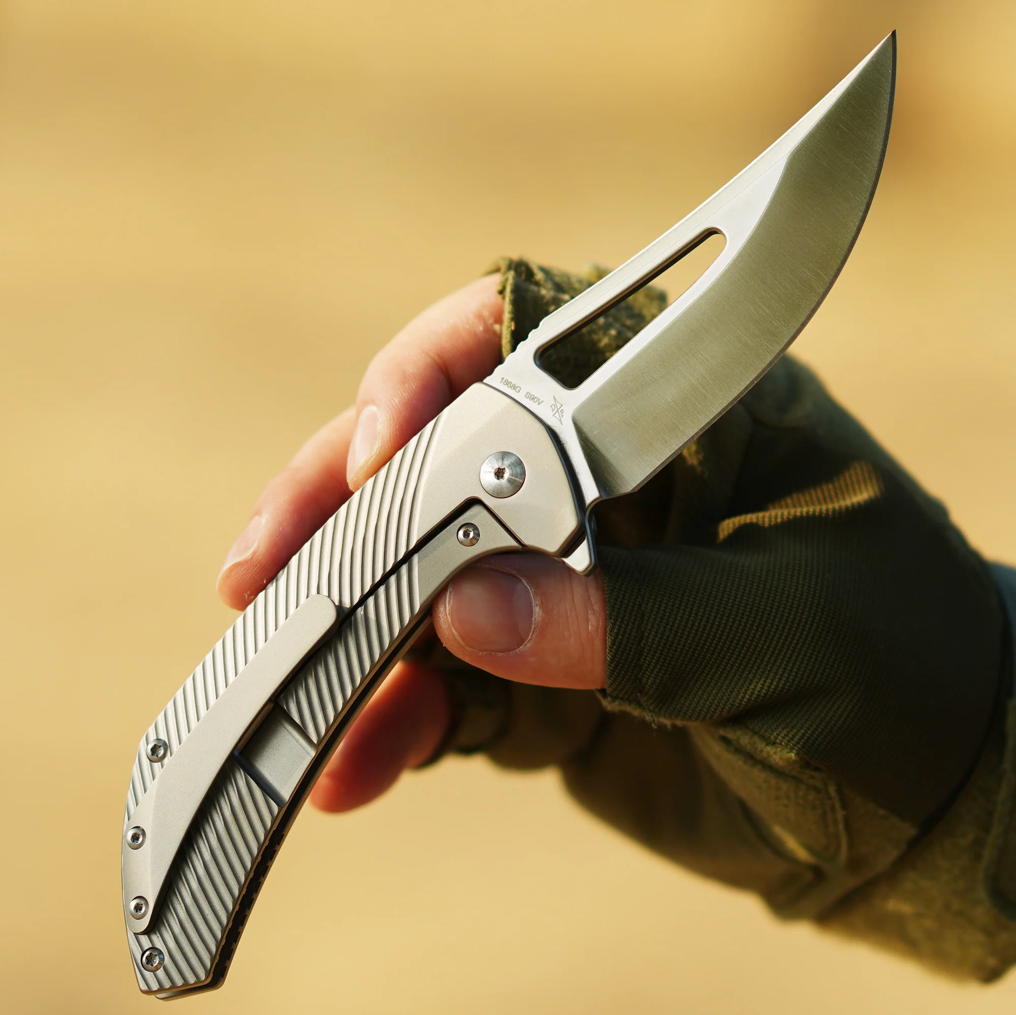 Artisan Cutlery Banjaara 1868G S90V Blade Titanium Handle Folding Knives - Image 3