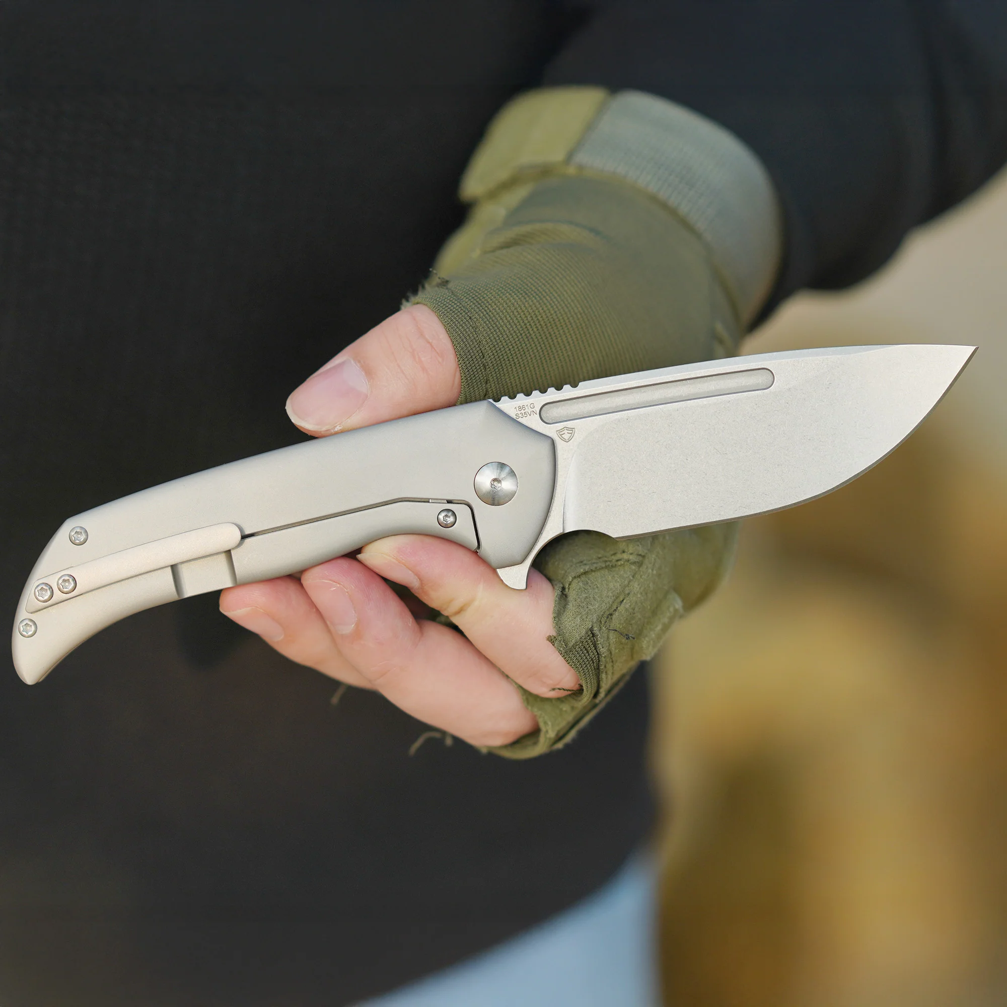 ArtisanCutlery Trux ATZ-1861G S35VN Blade Titanium Handle Folding Knives - Image 4