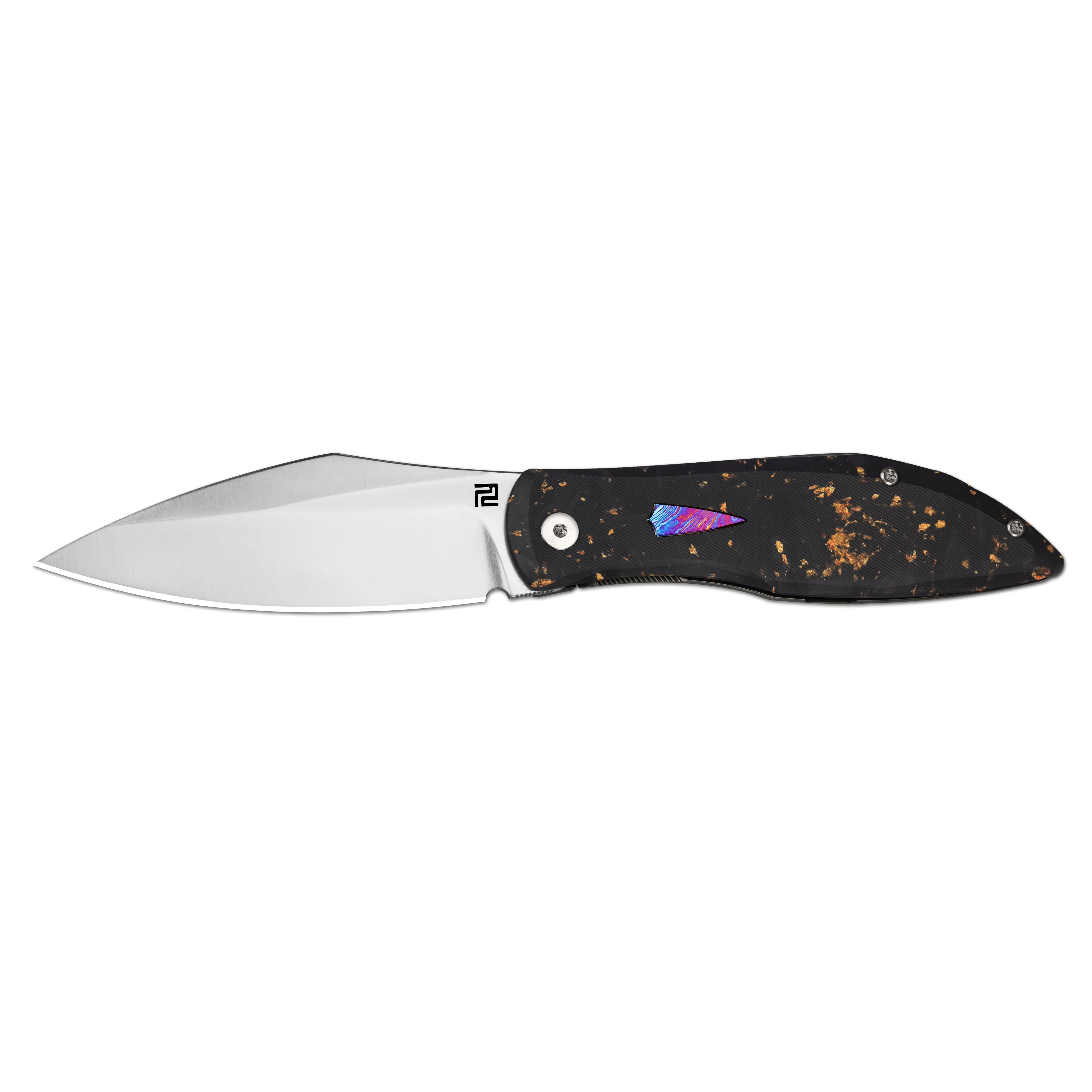 ArtisanCutlery Weyden 1859G-GCF S90V Blade Gold flake CF+Titanium Handle Folding Knives - Image 4