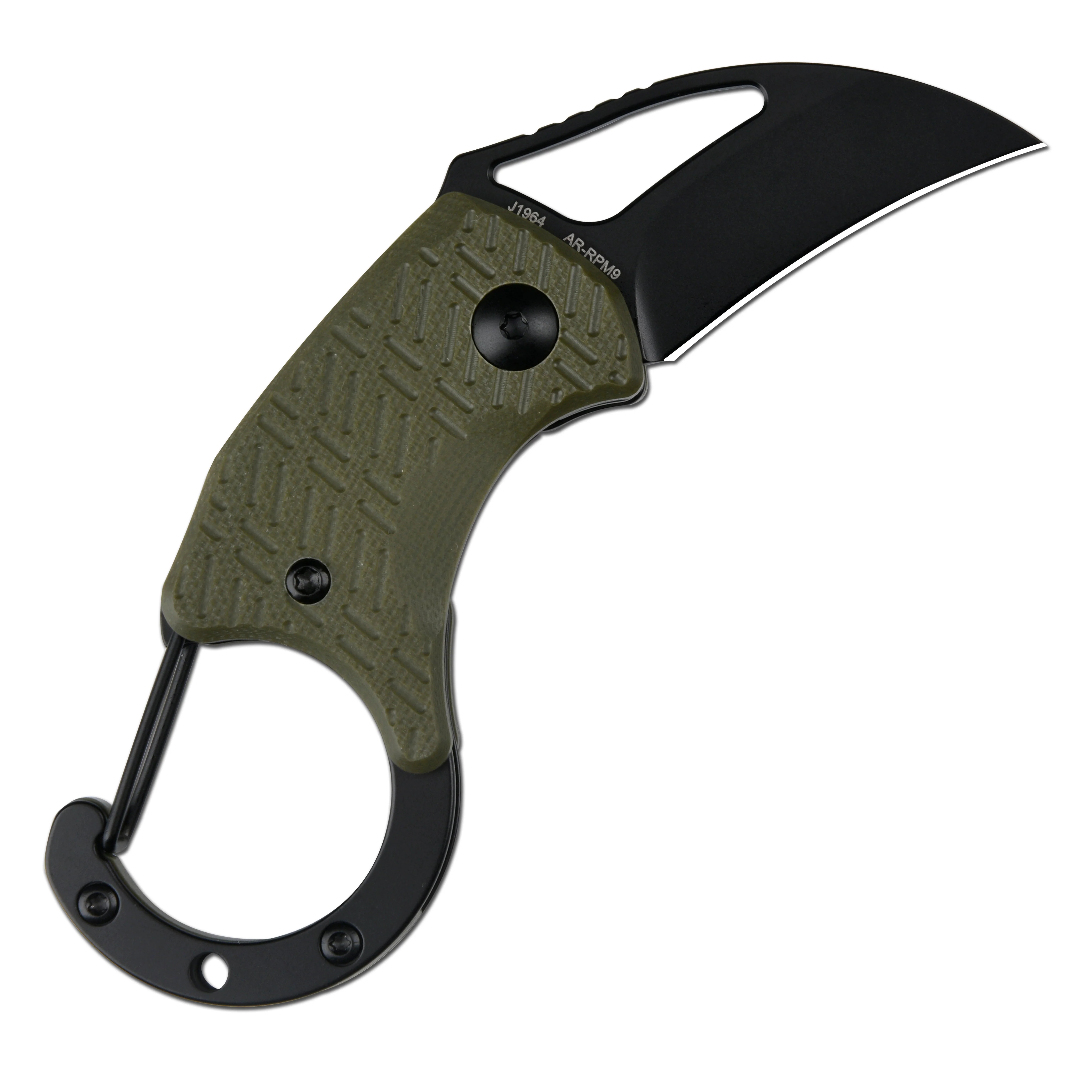 CJRB Anansi J1964 AR-RPM9 Steel Blade G10 Handle Folding Knives - Green G10 Handle/Black PVD Finish (J1964-BGN) - Image 2