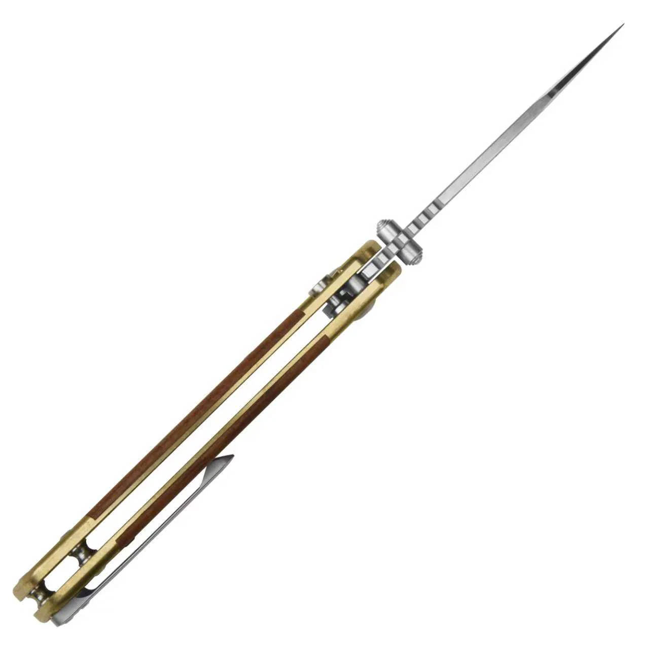 CJRB Bowie Pyrite J1942 CPM S90V Blade Brass&Rose Wood Handle Folding Knives(Exclusive) - Image 8