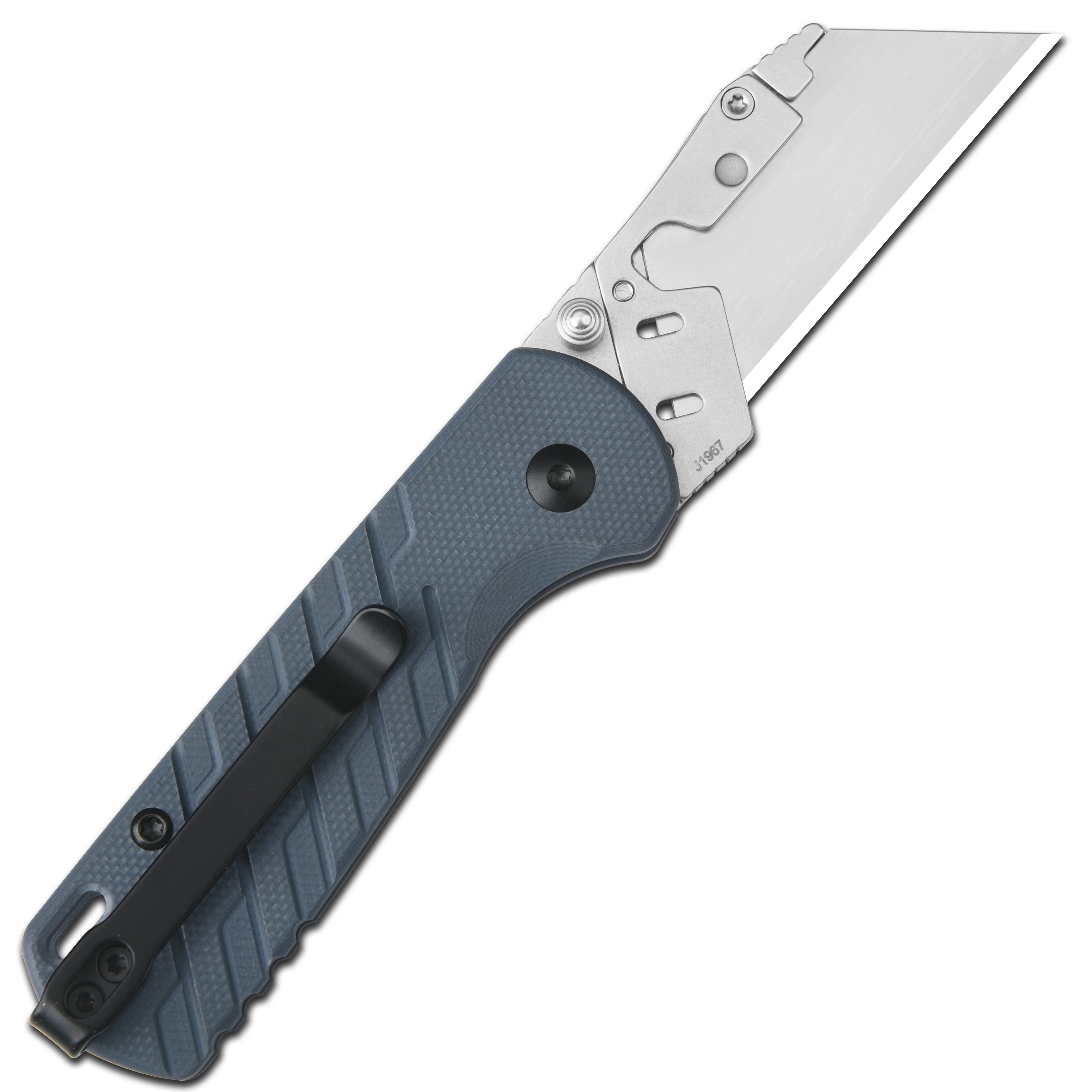 CJRB Boxer J1967 G10 Handle Folding Utility Knife, with 10 Extra Blades (Blue Ripple) - Image 10