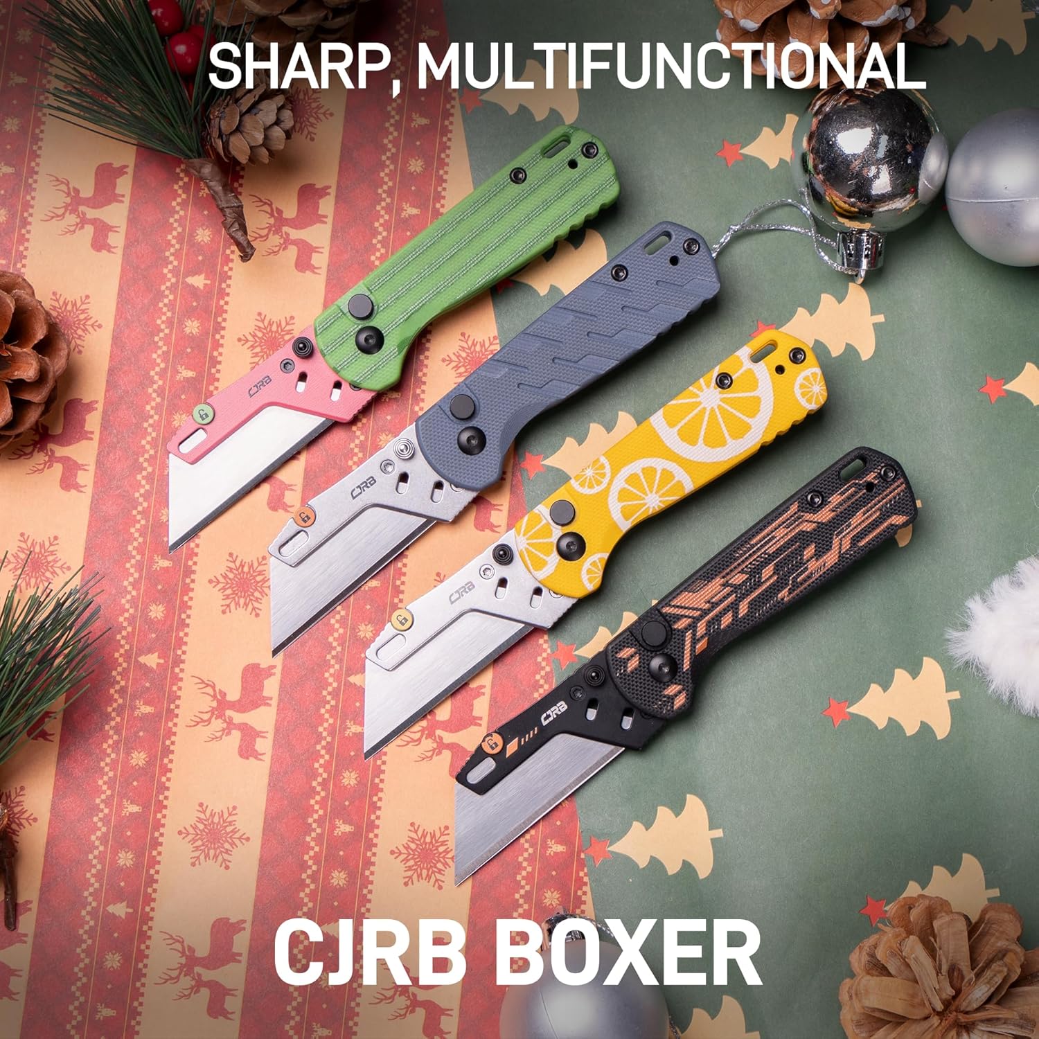 CJRB Boxer J1967 G10 Handle Folding Utility Knife, with 10 Extra Blades (Black Mechanical) - Image 8