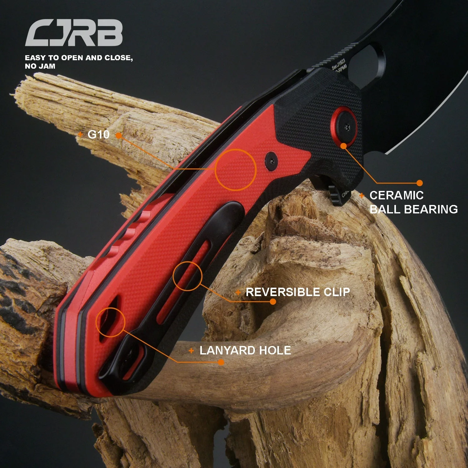 CJRB Caldera J1923 AR-RPM9 Steel Blade G10 Handle Folding Knives - Red (J1923-BRE) - Image 4