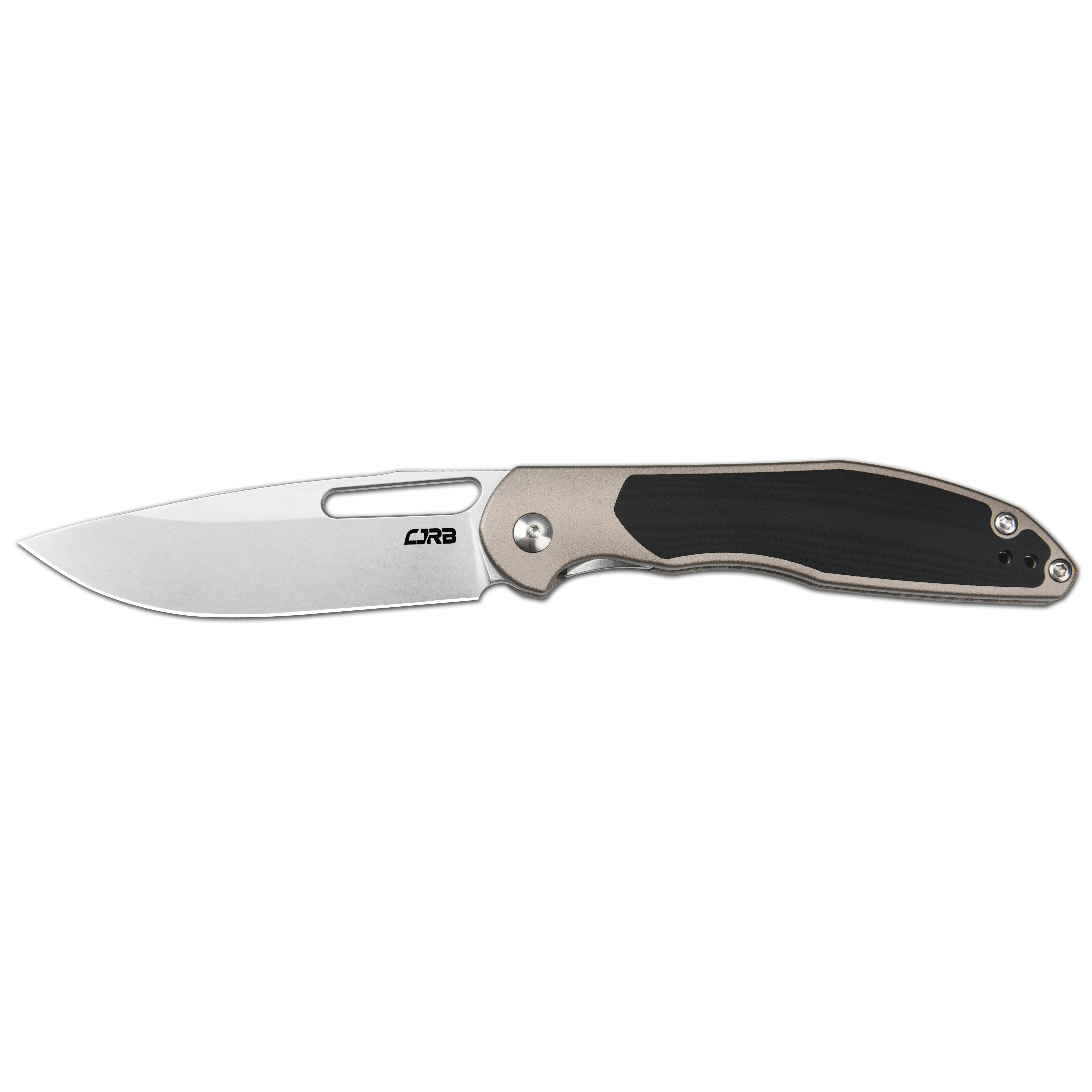 CJRB Droma J1963 AR-RPM9 Steel Blade Aluminum and G10 inlay Handle Folding Knives - Champagne (J1963-BK) - Image 11