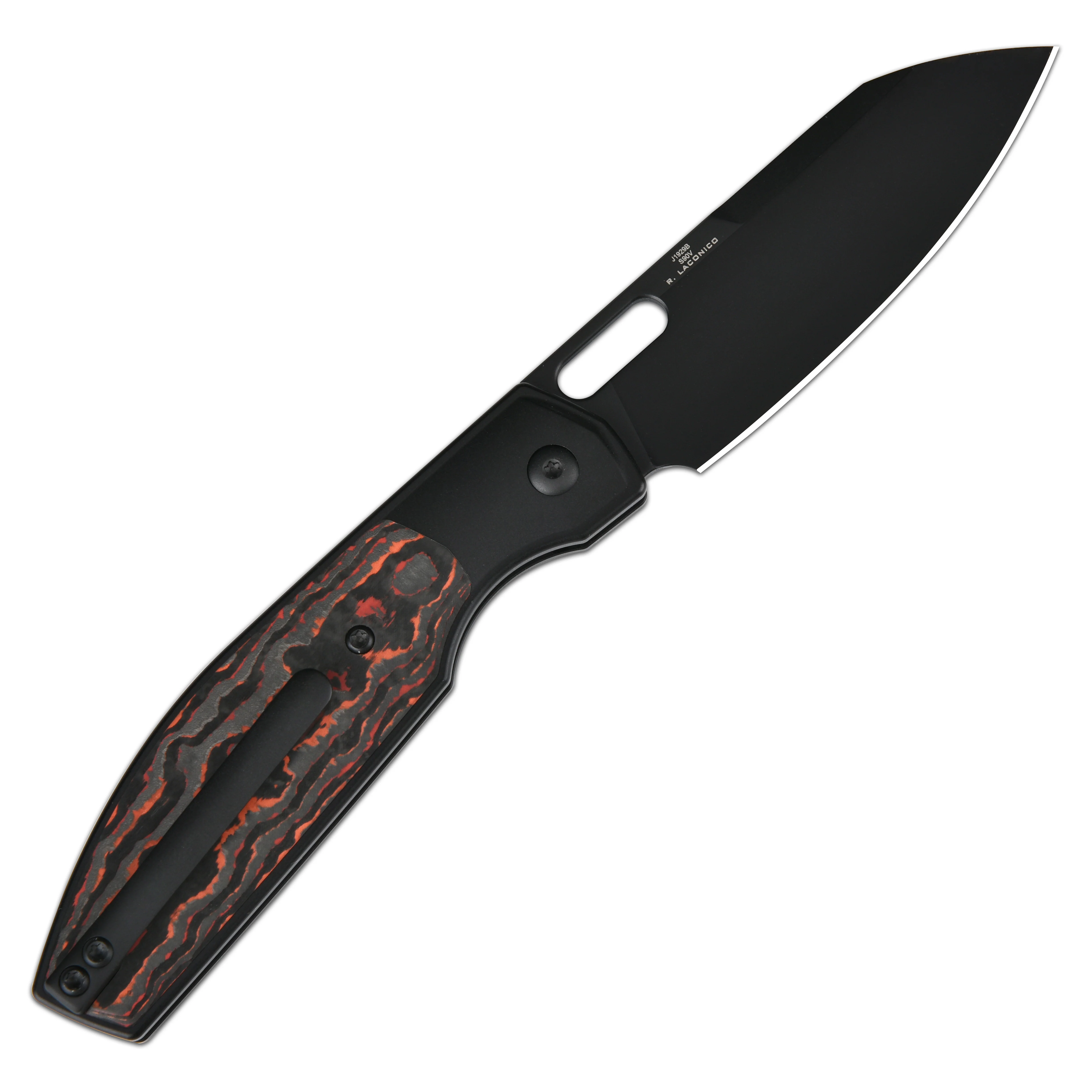 CJRB Ekko J1929 CPM S90V Blade Black Titanium & Fat Carbon Inlay Handle Folding Knives - Image 3