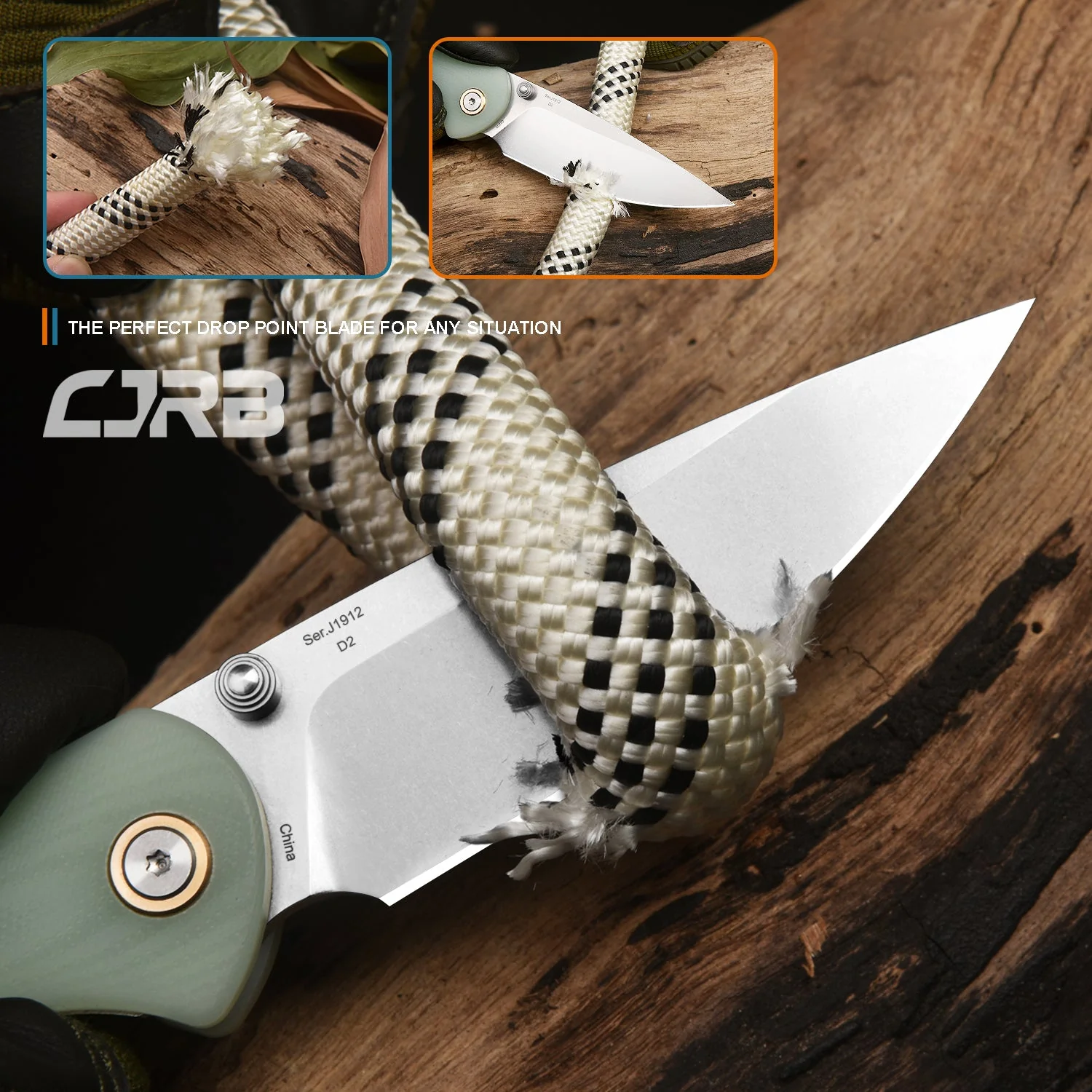 CJRB Feldspar J1912 AR-RPM9 Blade G10(Contoured & Cnc Pattern Texture) Handle Folding Knives - natural green (J1912-NTG) - Image 4