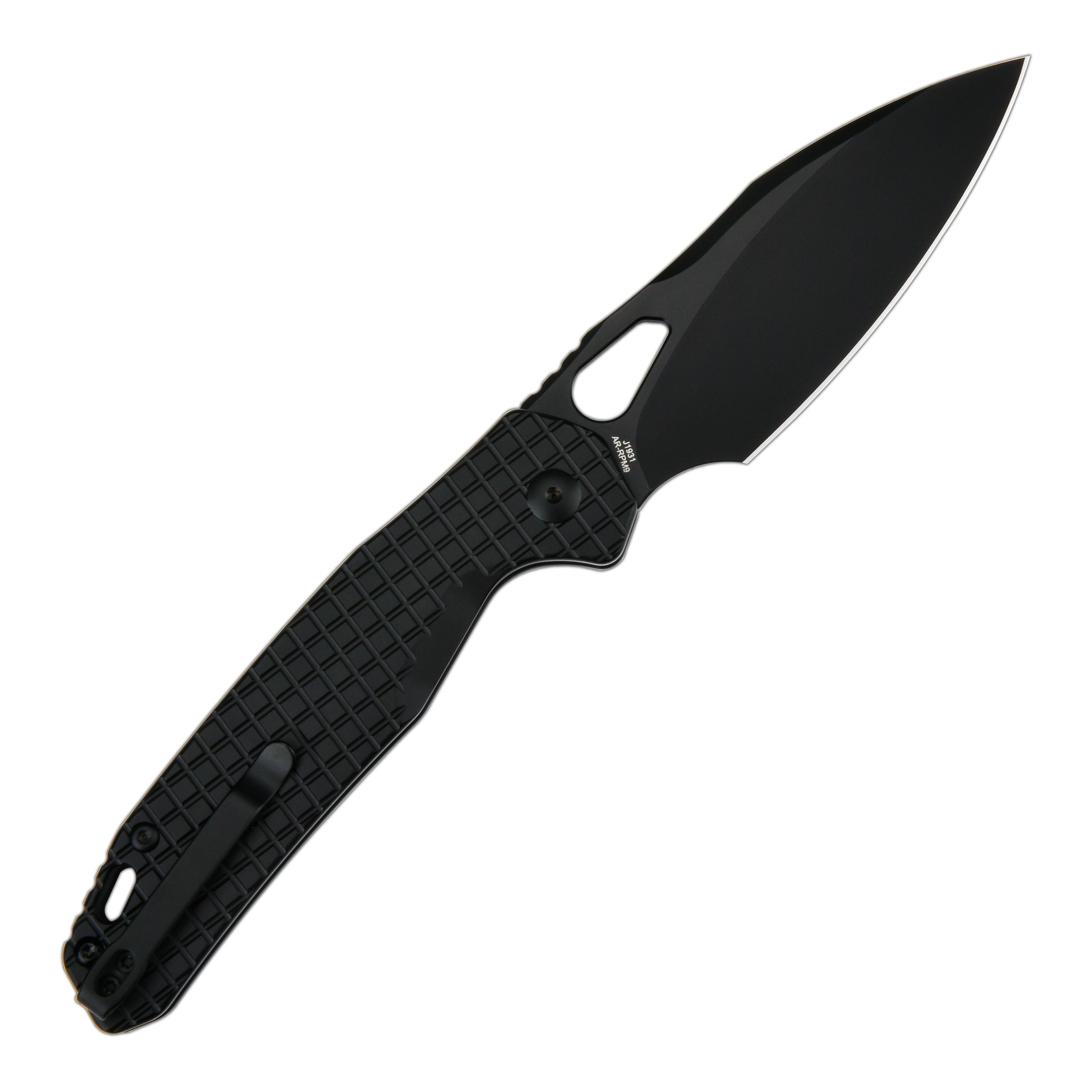 CJRB Frack J1931 AR-RPM9 Steel Blade Steel(Frag pattern) Handle Folding Knives - Black PVD (J1931-BFST) - Image 3