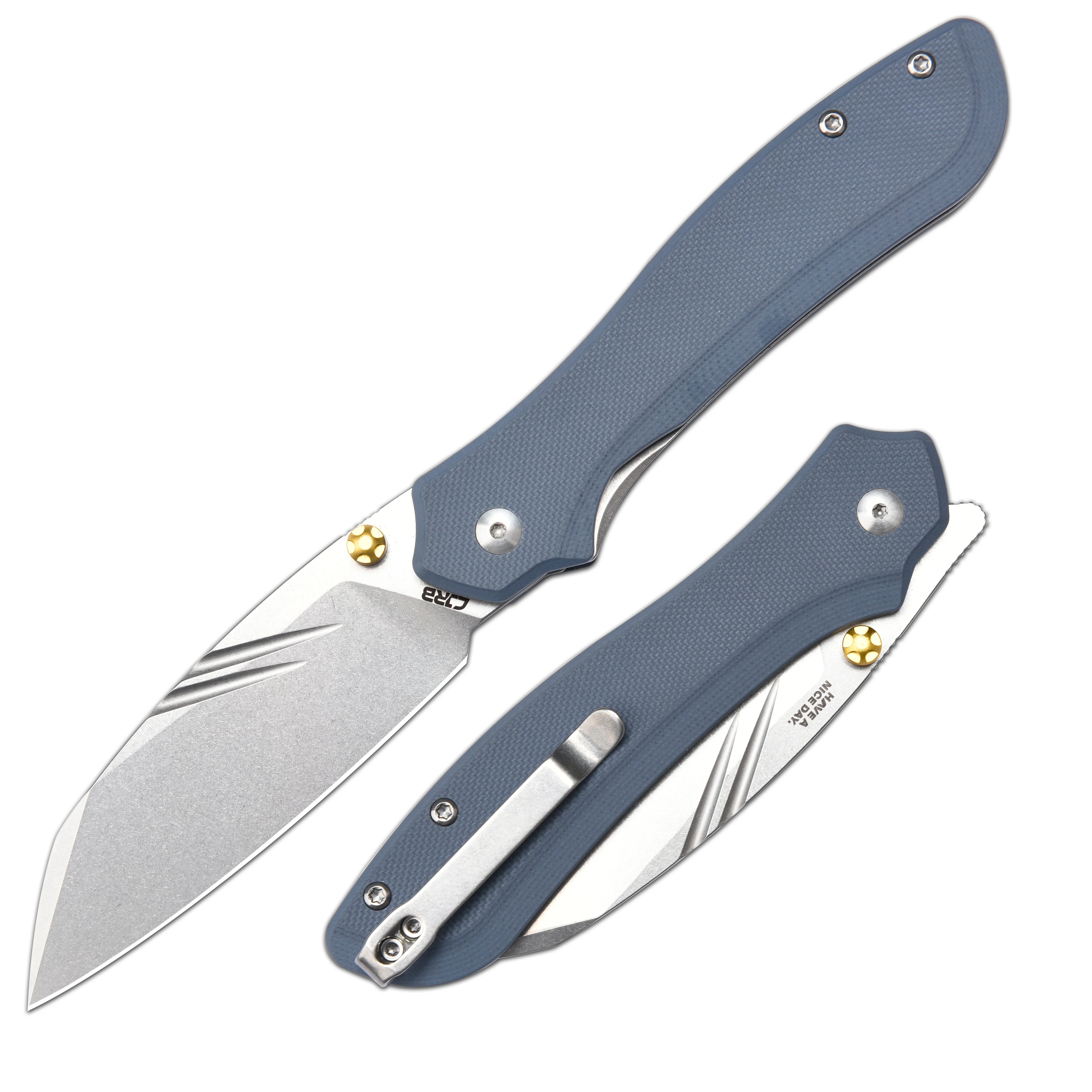 CJRB Fugly J1957 AR-RPM9 Steel Blade G10 Handle Folding Knives - Sand Polish/Gray G10 (J1957-GY) - Image 2