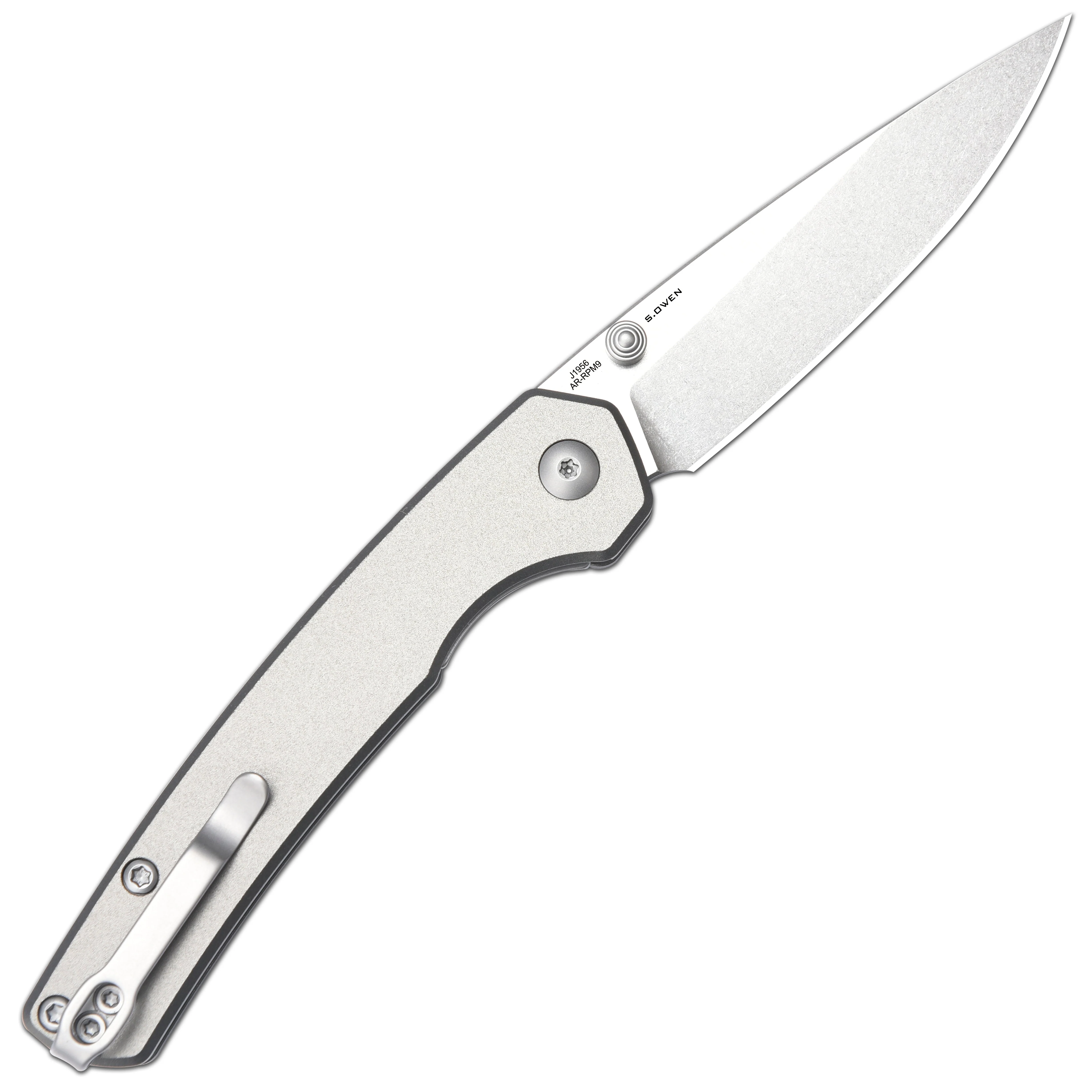 CJRB Kain J1956 AR-RPM9 Steel Blade Aluminum Handle Folding Knives - Stone Wash/Gray Aluminum (J1956-GYA) - Image 10