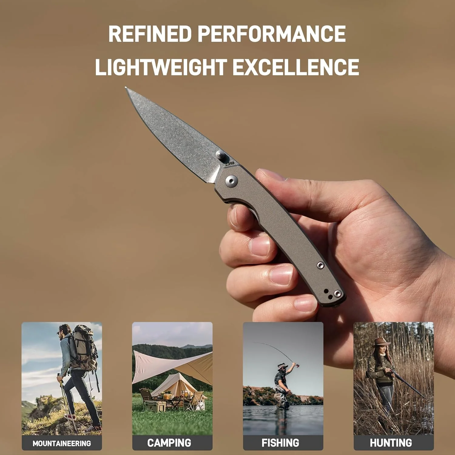 CJRB Kain J1956 AR-RPM9 Steel Blade Aluminum Handle Folding Knives - Stone Wash/Gray Aluminum (J1956-GYA) - Image 5