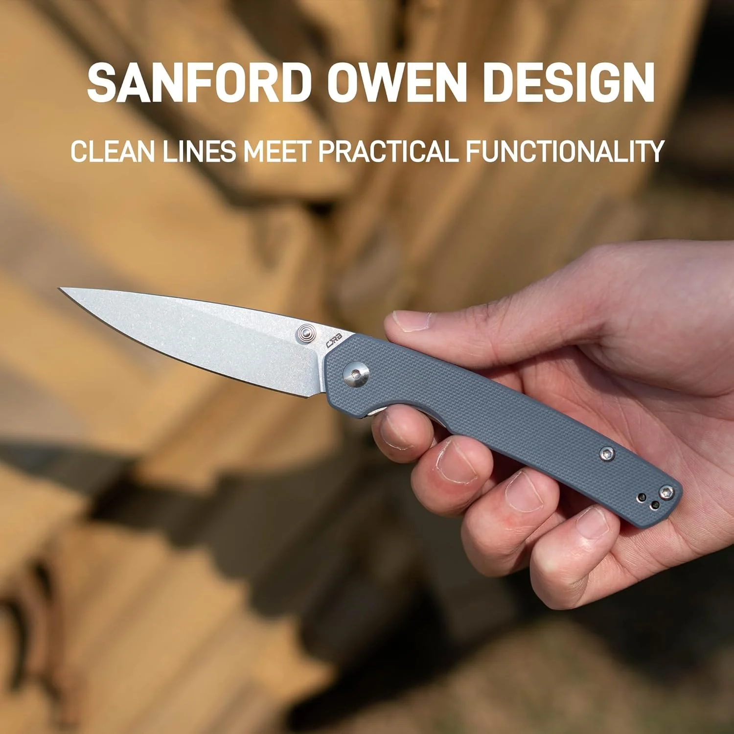 CJRB Kain J1956 AR-RPM9 Steel Blade G10 Handle Folding Knives - Stone Wash/Gray G10 (J1956-GY) - Image 2