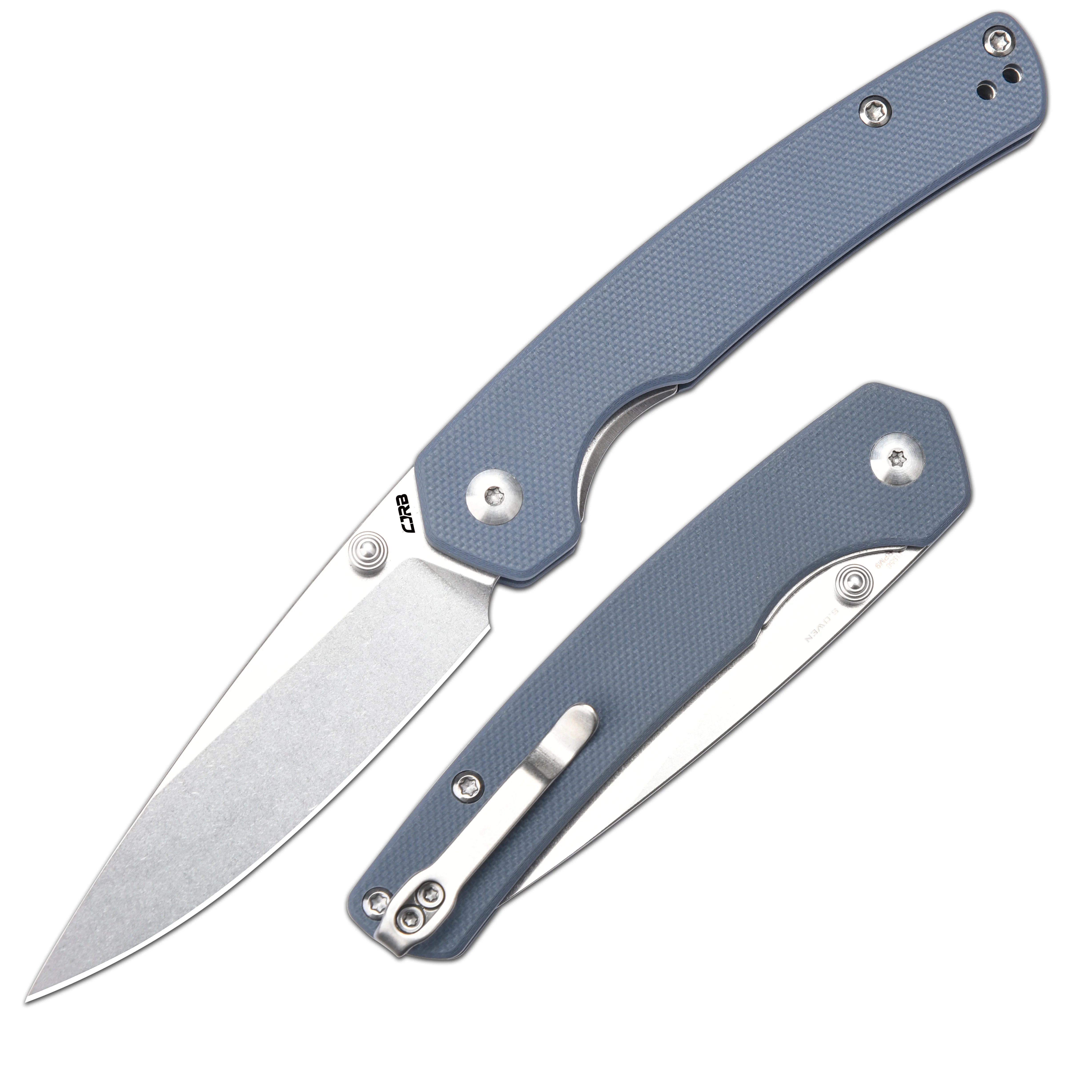 CJRB Kain J1956 AR-RPM9 Steel Blade G10 Handle Folding Knives - Stone Wash/Gray G10 (J1956-GY) - Image 8
