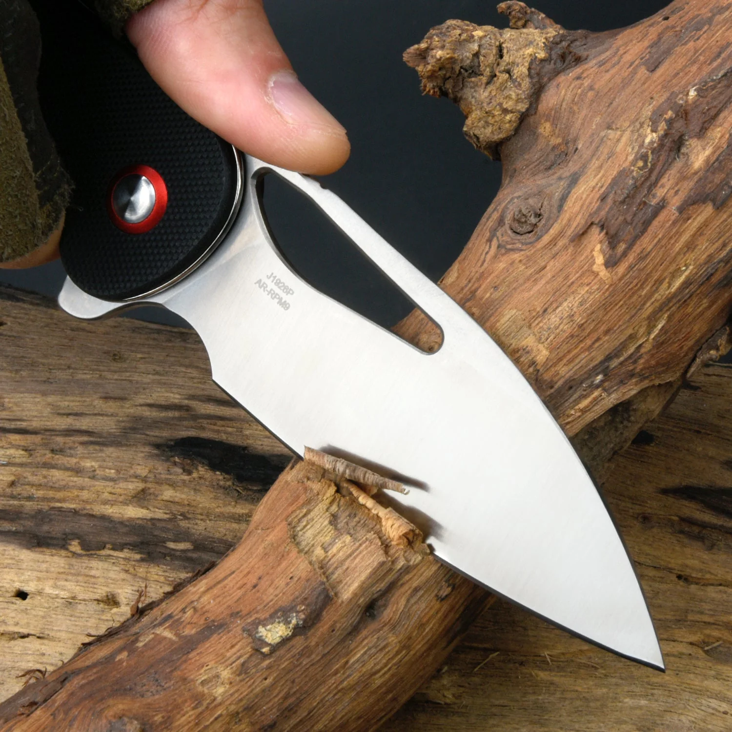 CJRB Lago J1926 AR-RPM9 Steel G10 Handle Folding Knives - Sand Polish Blade Black G10 Handle (J1926-BK) - Image 3