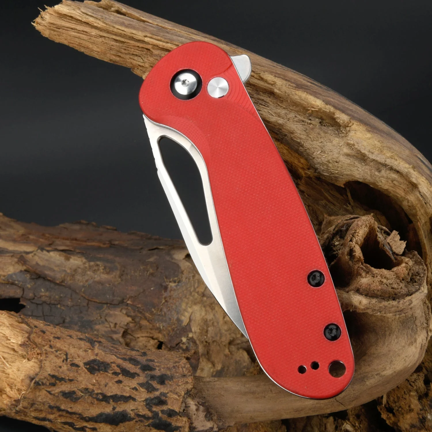 CJRB Lago J1926 AR-RPM9 Steel G10 Handle Folding Knives - Sand Polish Blade Red G10 Handle (J1926-RE) - Image 2