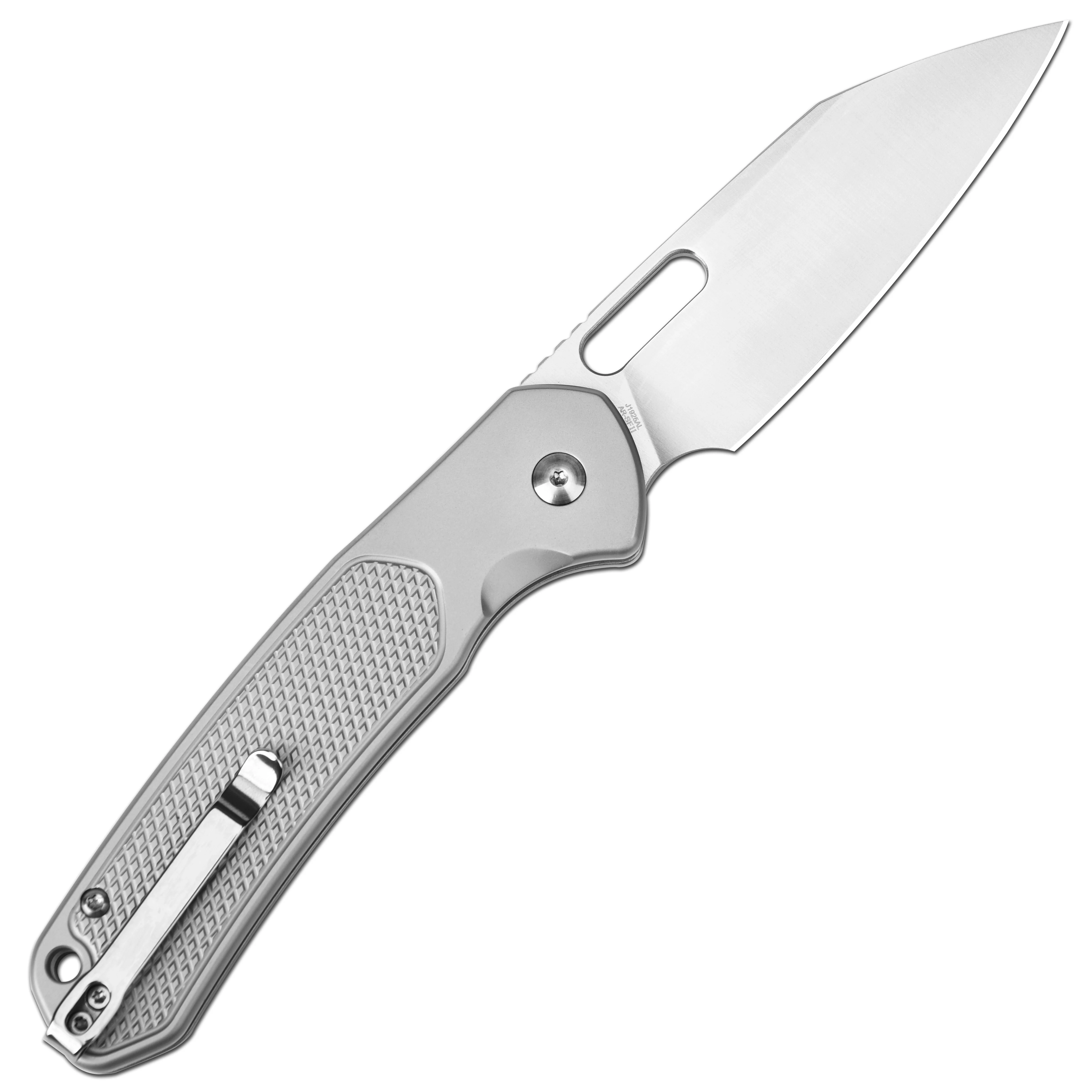 CJRB Large Pyrite-Alt Wharncliffe J1925AL AR-SFII Steel Blade Steel Handle Folding Knives - Sand polish (J1925AL-ST) - Image 4