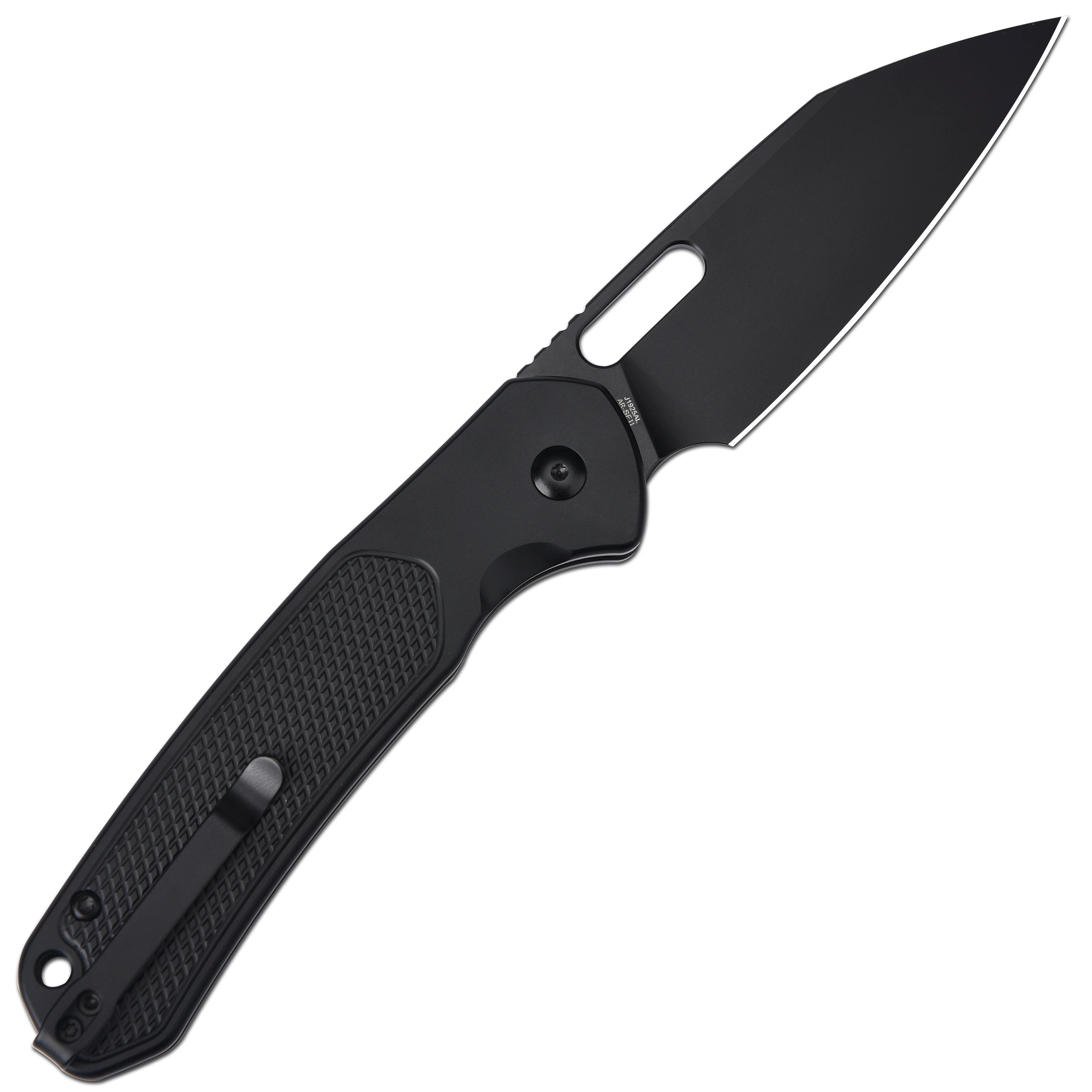 CJRB Large Pyrite-Alt Wharncliffe J1925AL AR-SFII Steel Blade Steel Handle Folding Knives - Black PVD Coating (J1925AL-BBK) - Image 3