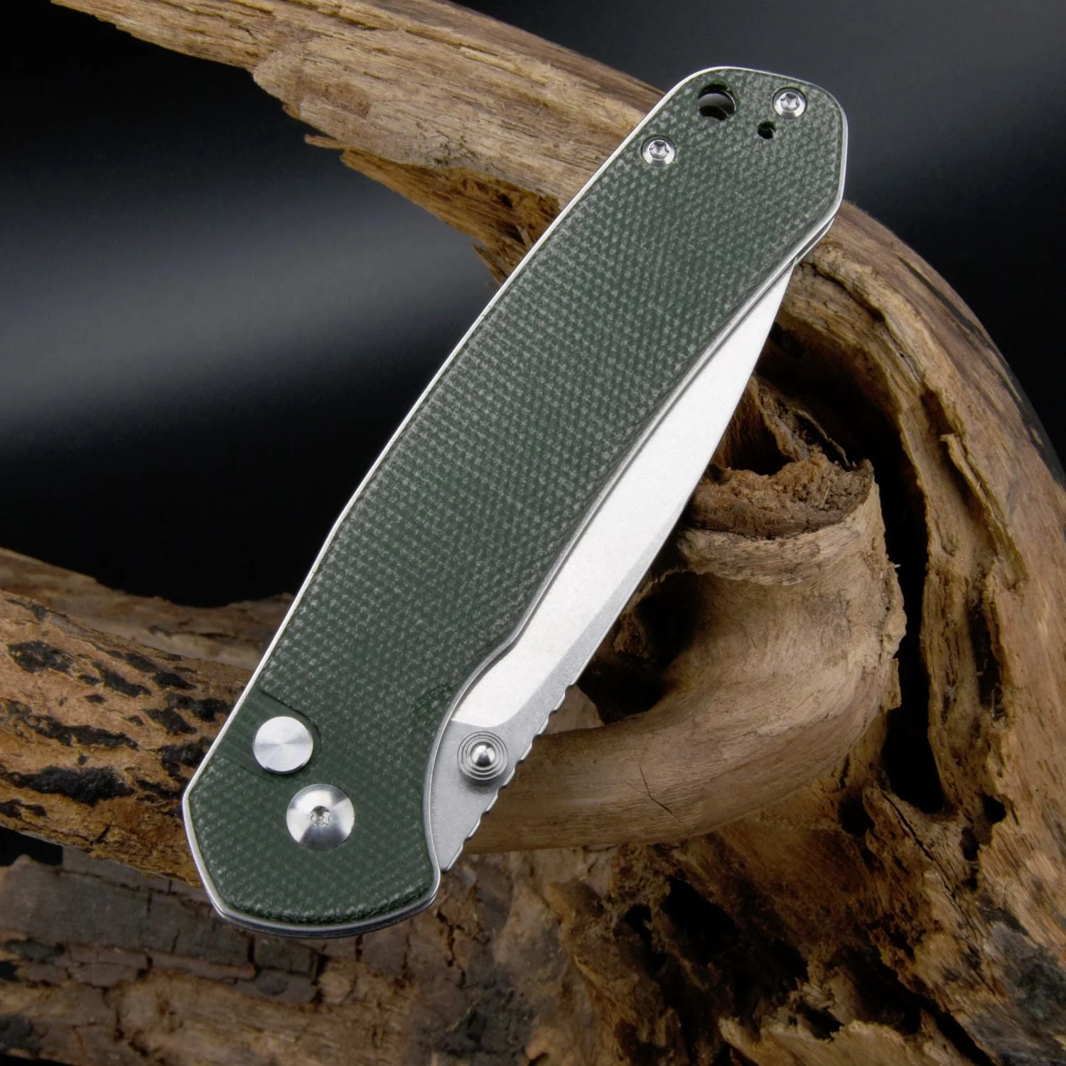 CJRB Large Pyrite J1925L AR-RPM9 Steel Blade Micarta Handle Folding Knives - Image 3