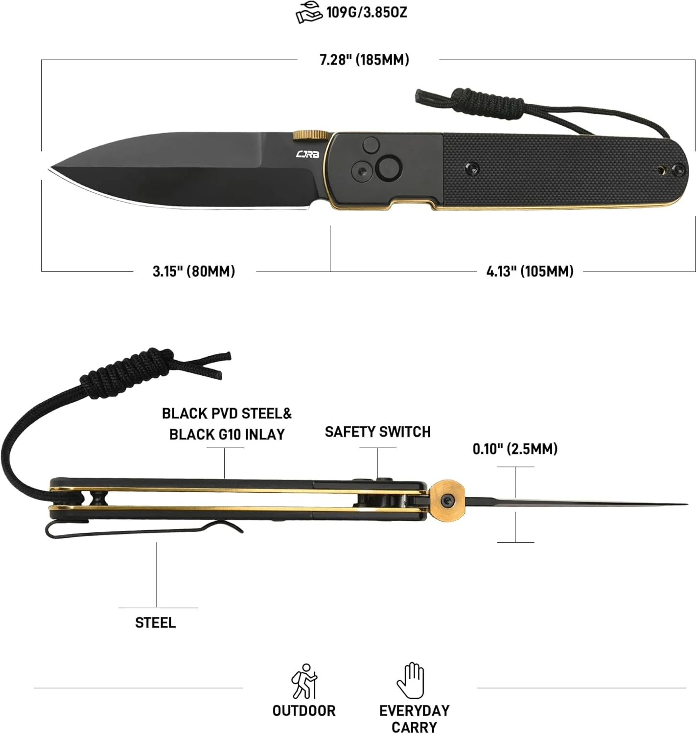CJRB Locust J1951 AR-RPM9 Blade Steel G10 Handle Folding Knives, J1951-BG - Image 7