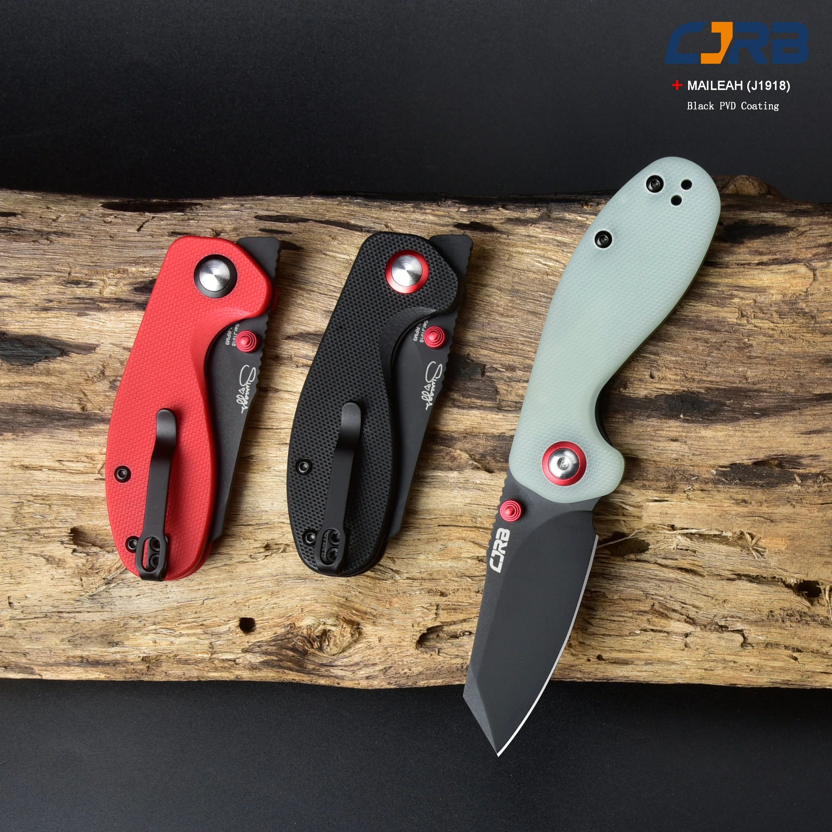 CJRB Maileah J1918 AR-RPM9 Steel Black Pvd Blade G10 Handle Folding Knives - Image 7