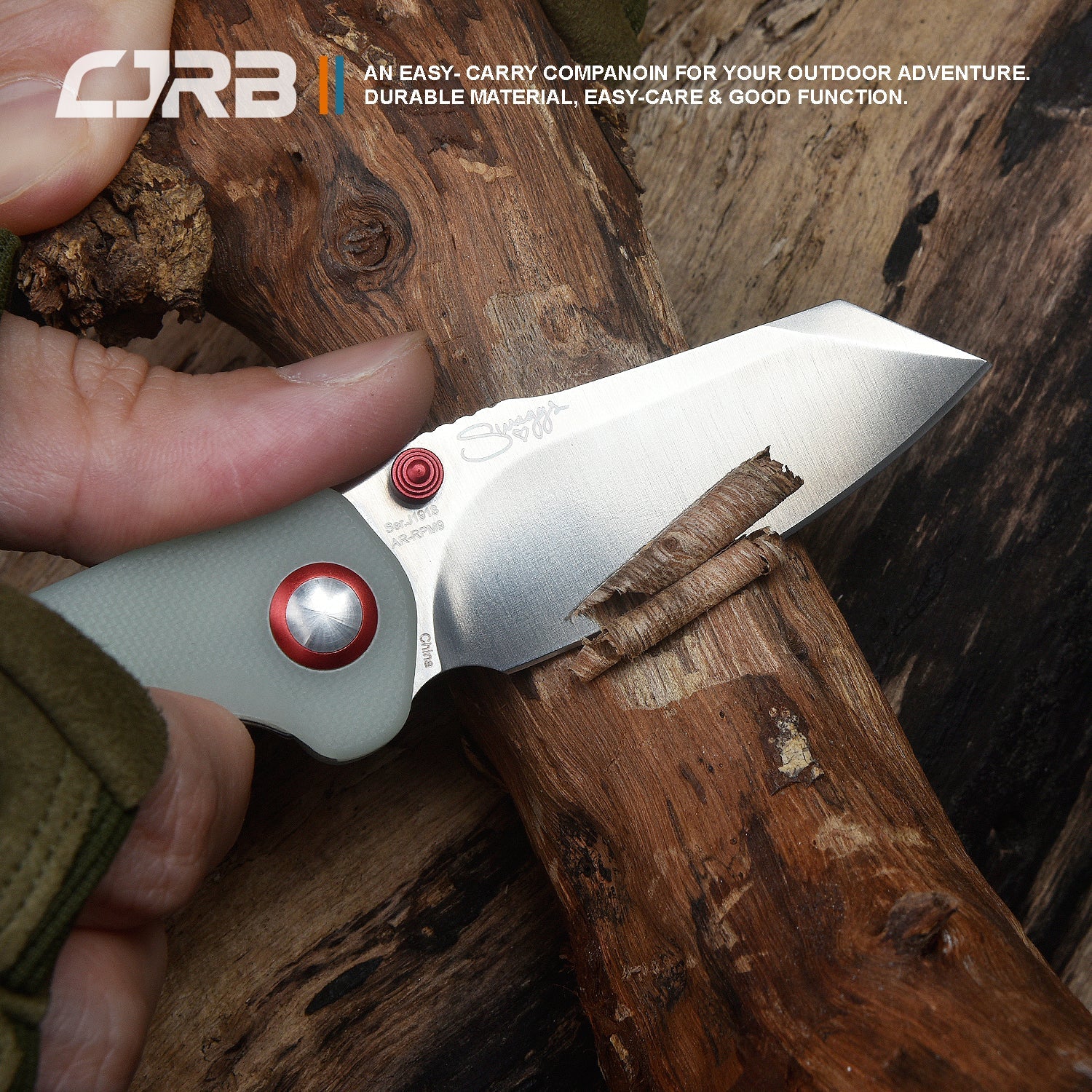 CJRB Maileah J1918 AR-RPM9 Steel Blade G10 Handle Folding Knives - natural green (J1918-NTG) - Image 3