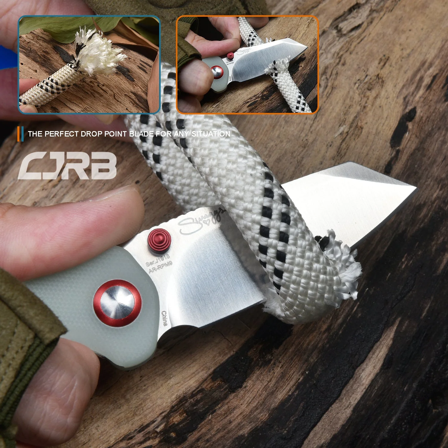 CJRB Maileah J1918 AR-RPM9 Steel Blade G10 Handle Folding Knives - natural green (J1918-NTG) - Image 4