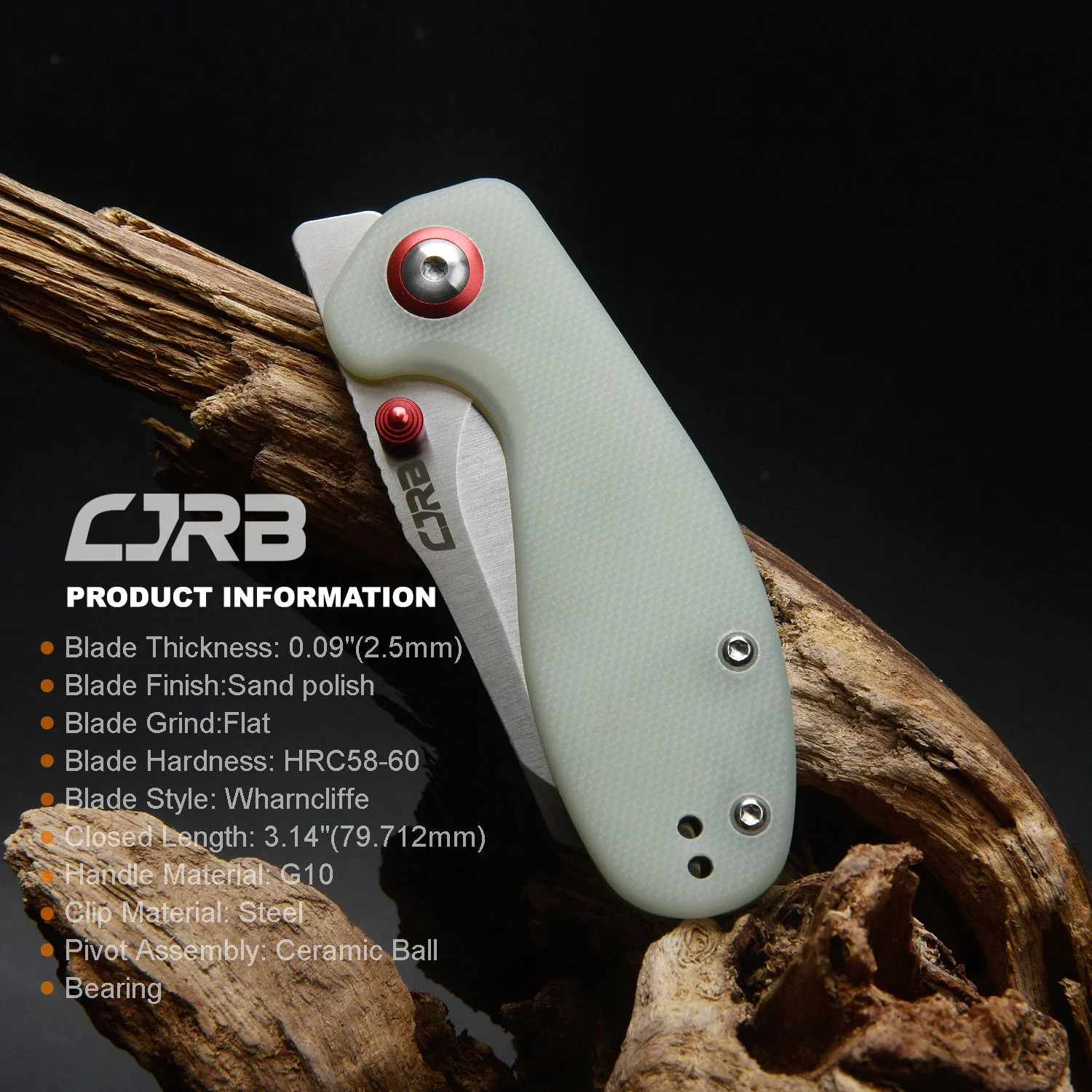 CJRB Maileah J1918 AR-RPM9 Steel Blade G10 Handle Folding Knives - natural green (J1918-NTG) - Image 9