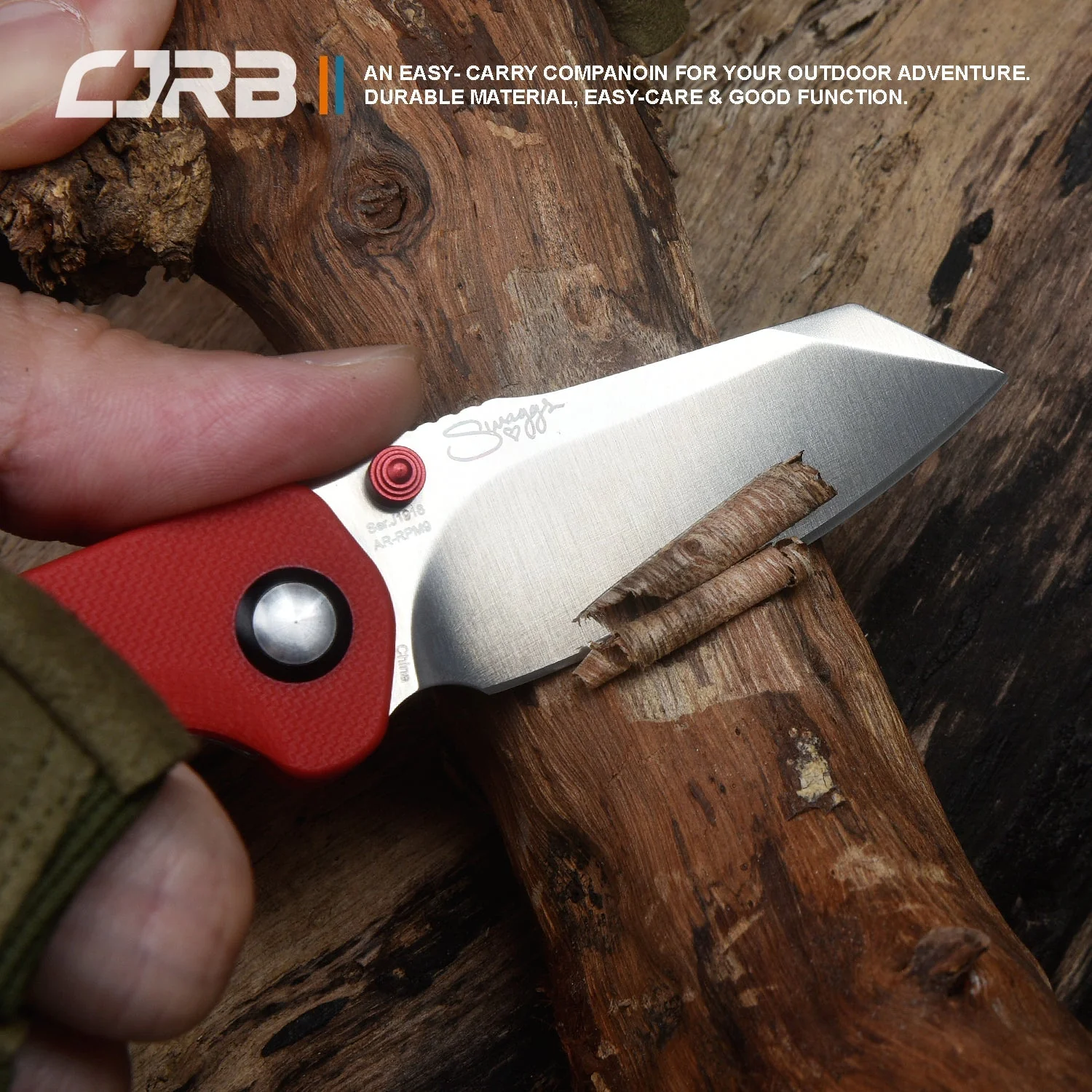 CJRB Maileah J1918 AR-RPM9 Steel Blade G10 Handle Folding Knives - Red (J1918-REF) - Image 4