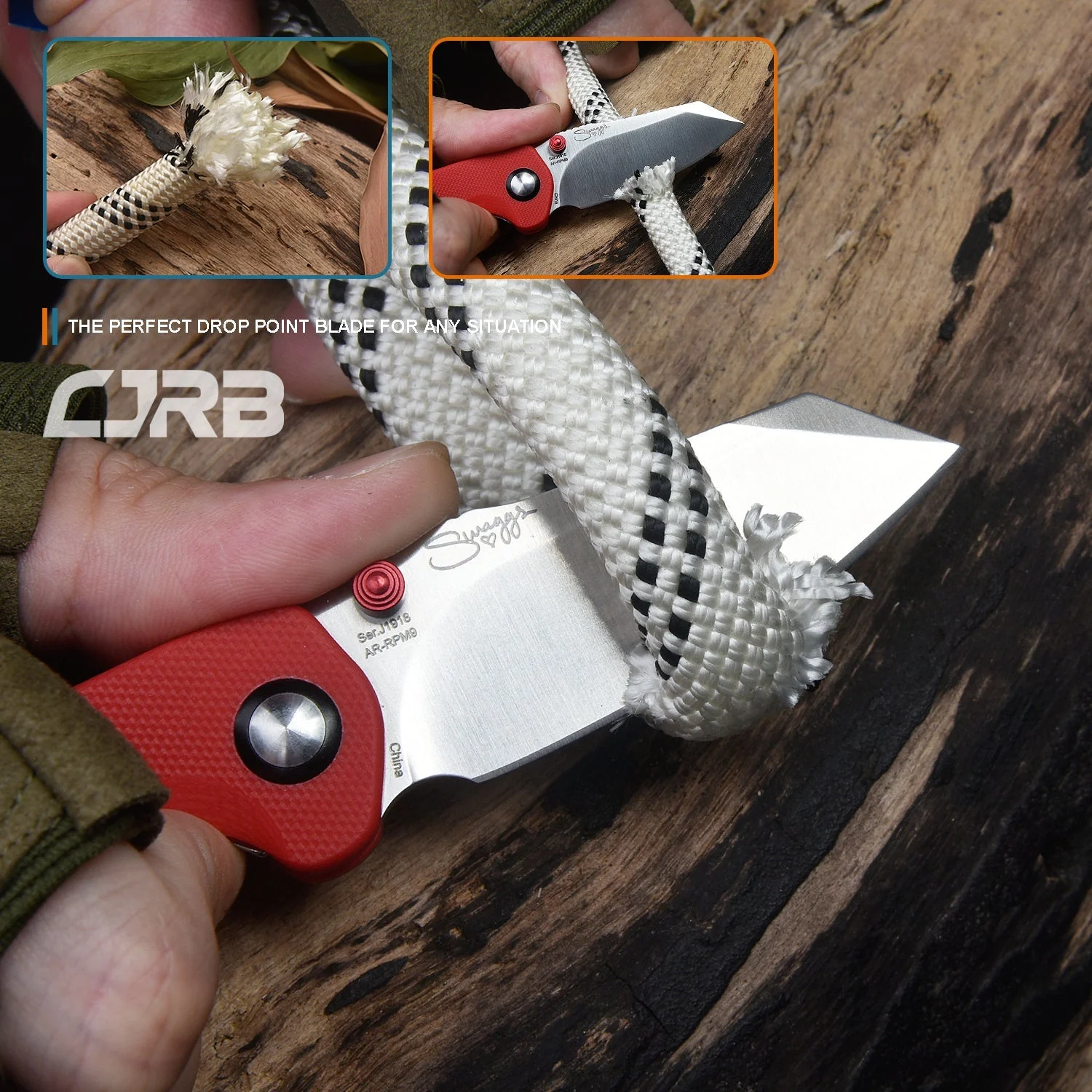 CJRB Maileah J1918 AR-RPM9 Steel Blade G10 Handle Folding Knives - Red (J1918-REF) - Image 5