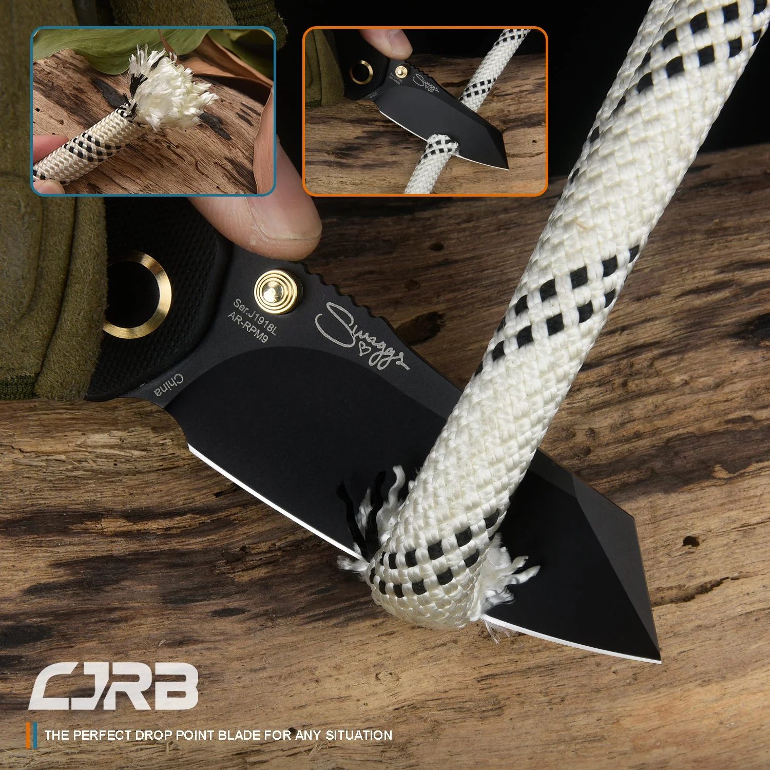 CJRB More Maileah J1918L Black Pvd Coated AR-RPM9  Steel Blade Folding Knives - Black (J1918L-BBK) - Image 5