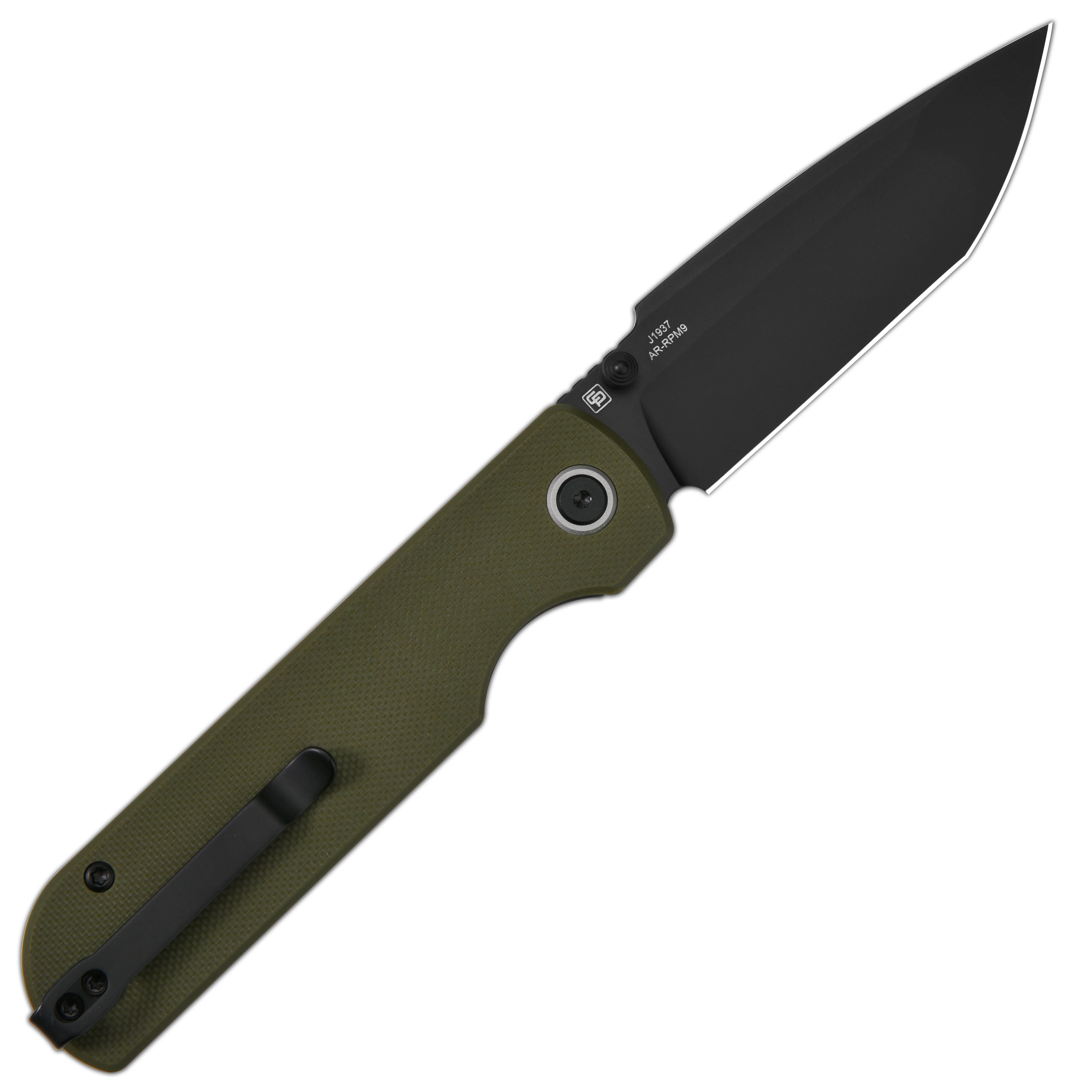 CJRB Nova J1937 AR-RPM9 Steel Blade G10 Handle Folding Knives - Black PVD / Green (J1937-BGN) - Image 4