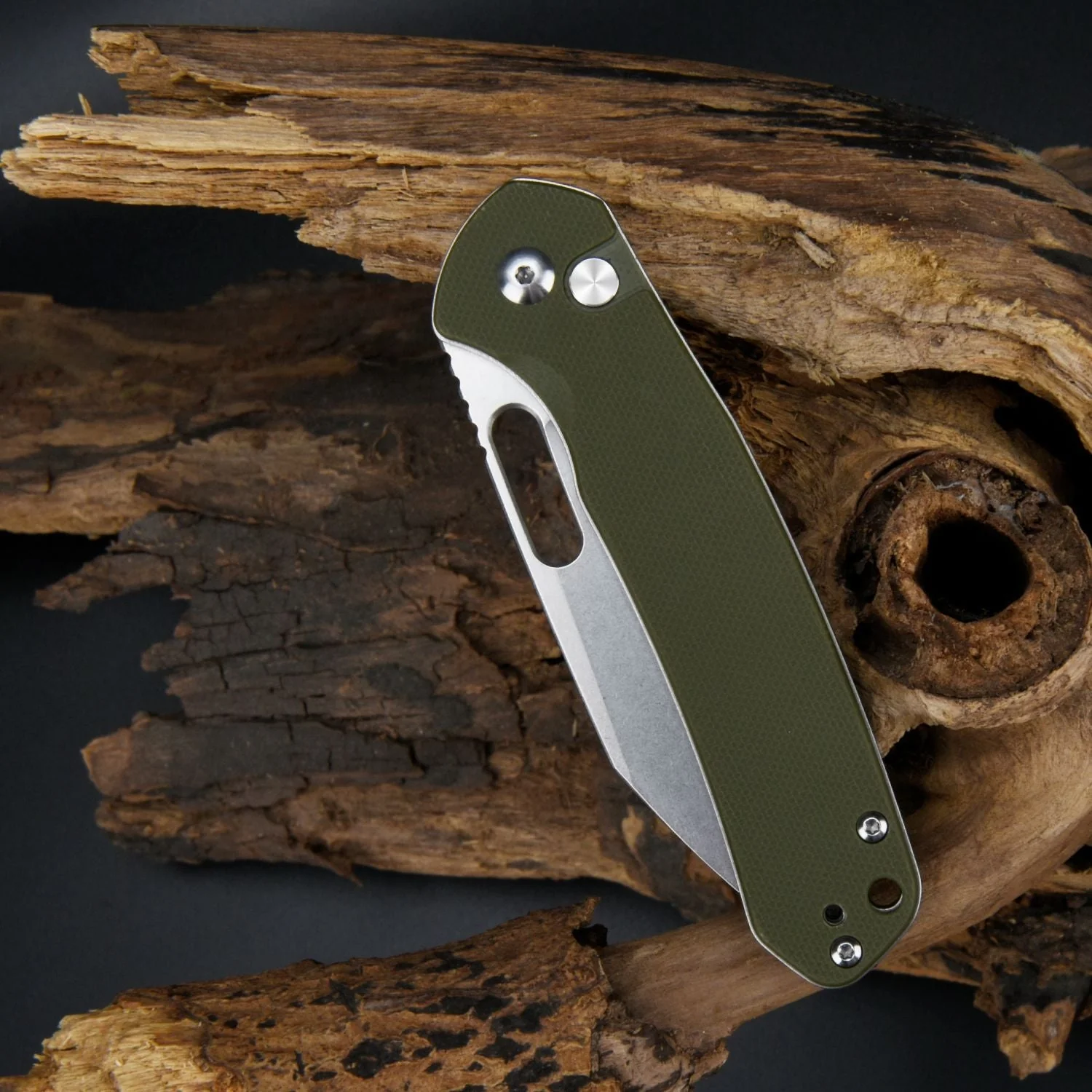 CJRB Pyrite-Alt Wharncliffe J1925A AR-RPM9 Steel Blade G10 Handle Folding Knives - Stone Wash (J1925A-GN) - Image 5