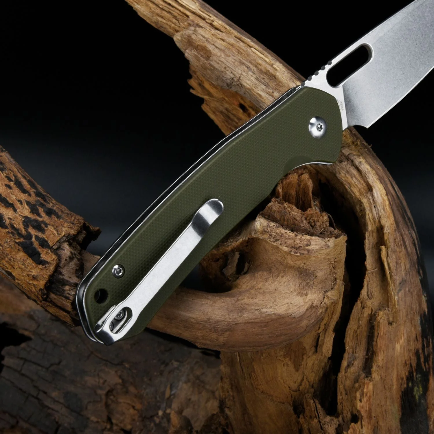 CJRB Pyrite-Alt Wharncliffe J1925A AR-RPM9 Steel Blade G10 Handle Folding Knives - Stone Wash (J1925A-GN) - Image 6