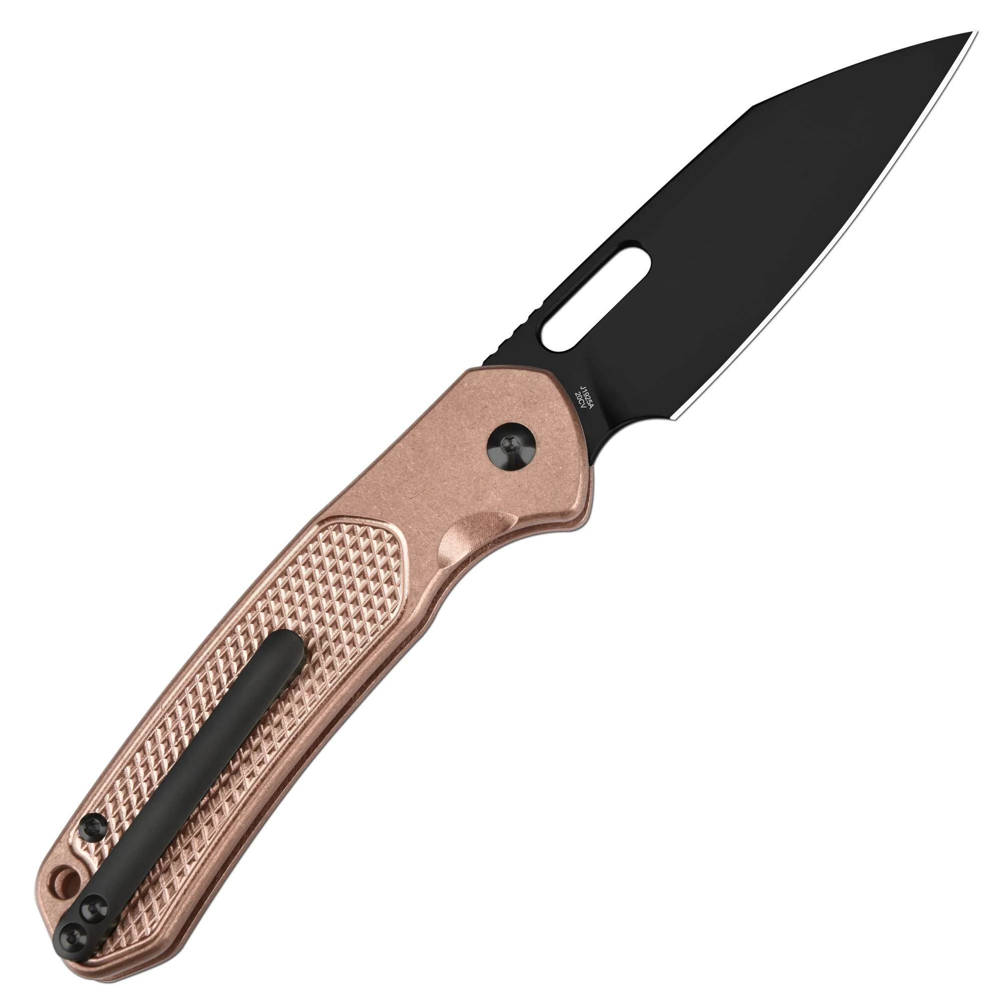 CJRB Pyrite-Alt Wharncliffe J1925A CPM 20CV Blade Copper Handle Folding Knives - Black PVD (J1925AT-BBR) - Image 3