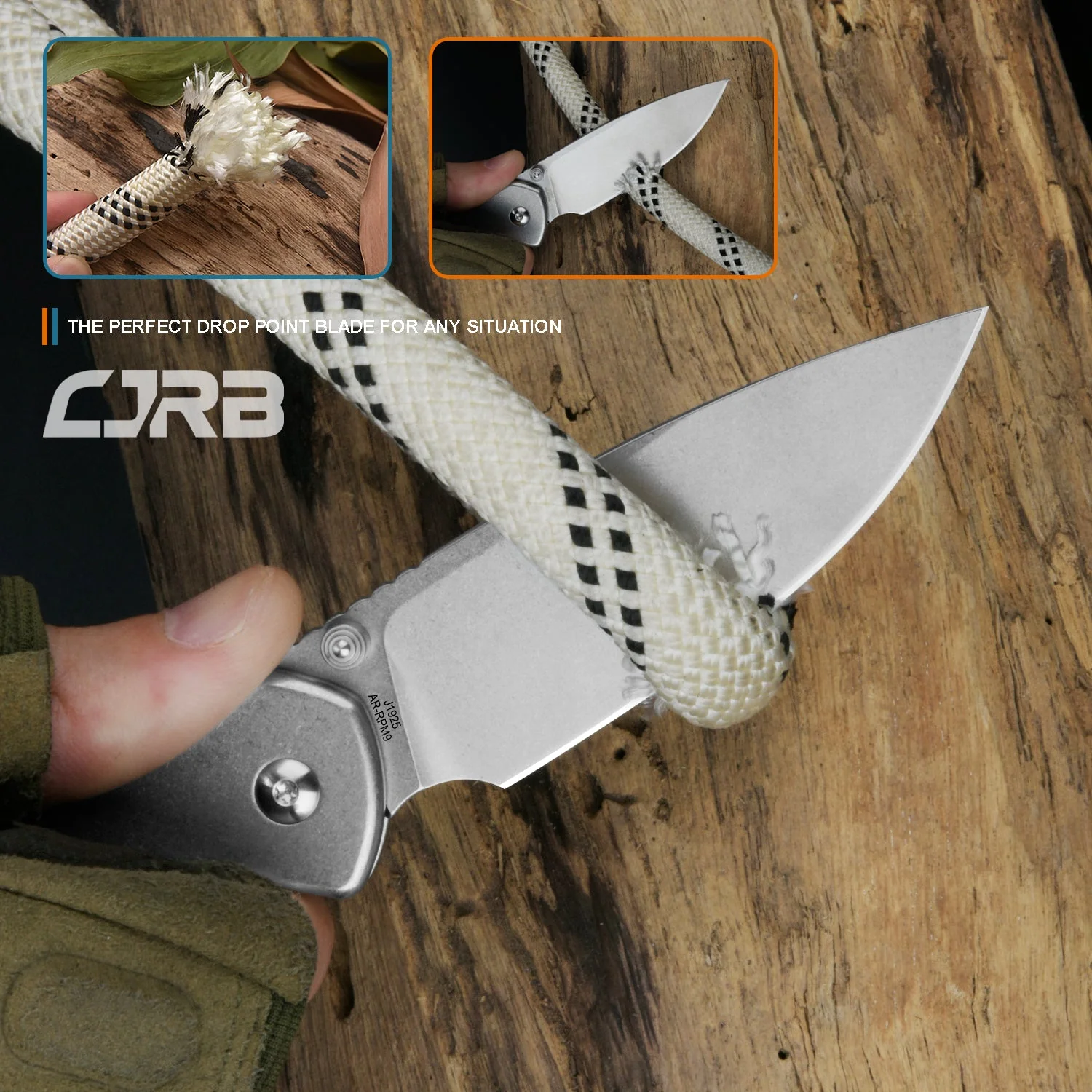 CJRB Pyrite J1925 AR-RPM9 Steel Blade Steel Handle Folding Knives - STEEL (J1925-ST) - Image 6