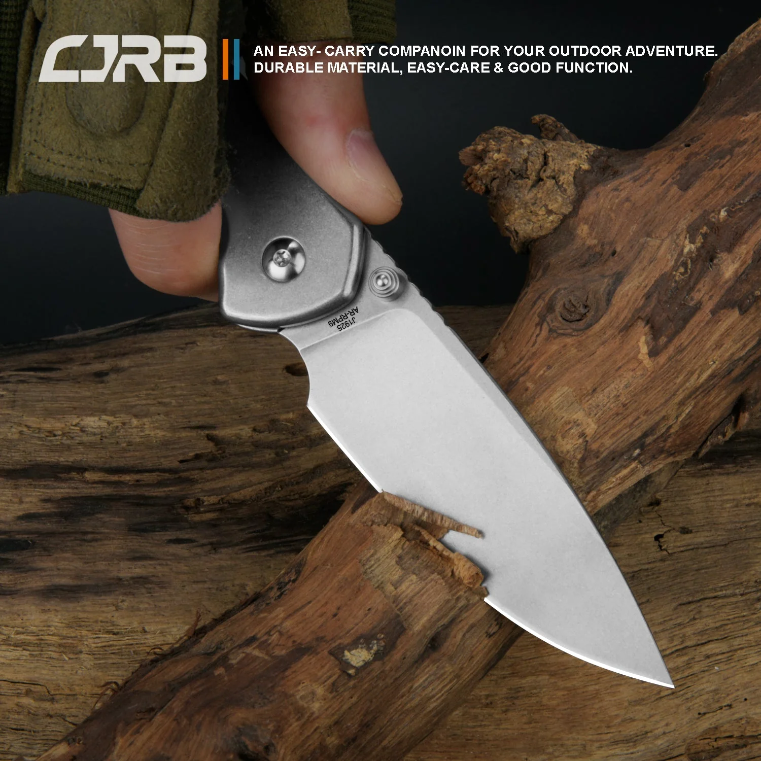 CJRB Pyrite J1925 AR-RPM9 Steel Blade Steel Handle Folding Knives - STEEL (J1925-ST) - Image 7