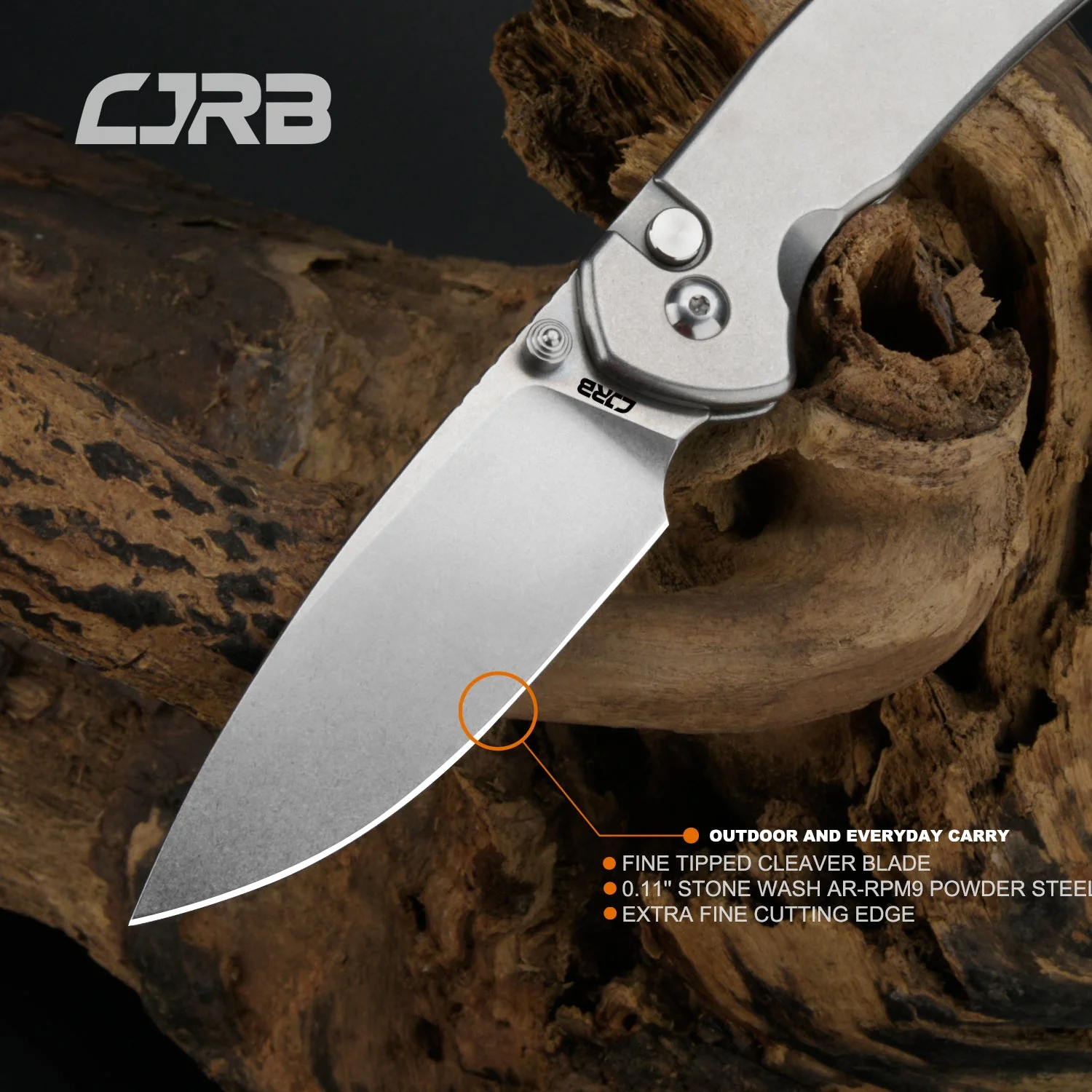 CJRB Pyrite J1925 AR-RPM9 Steel Blade Steel Handle Folding Knives - STEEL (J1925-ST) - Image 8