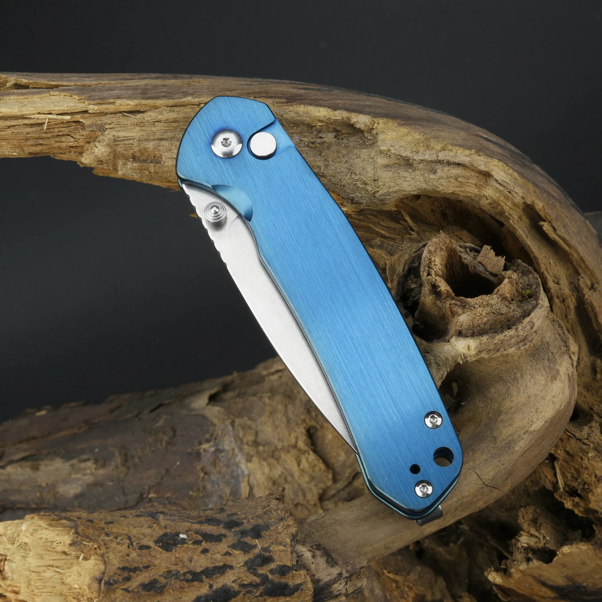 CJRB Pyrite J1925 AR-RPM9 Steel Blade Steel Handle Folding Knives Blue - Image 10