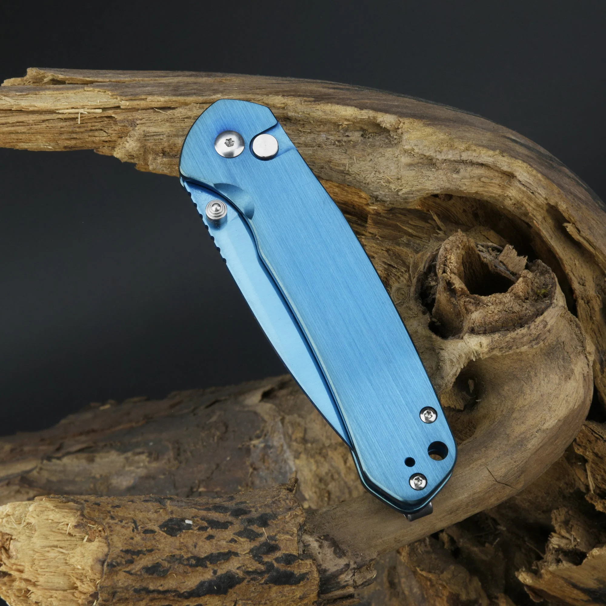 CJRB Pyrite J1925 AR-RPM9 Steel Blade Steel Handle Folding Knives Blue - Image 14
