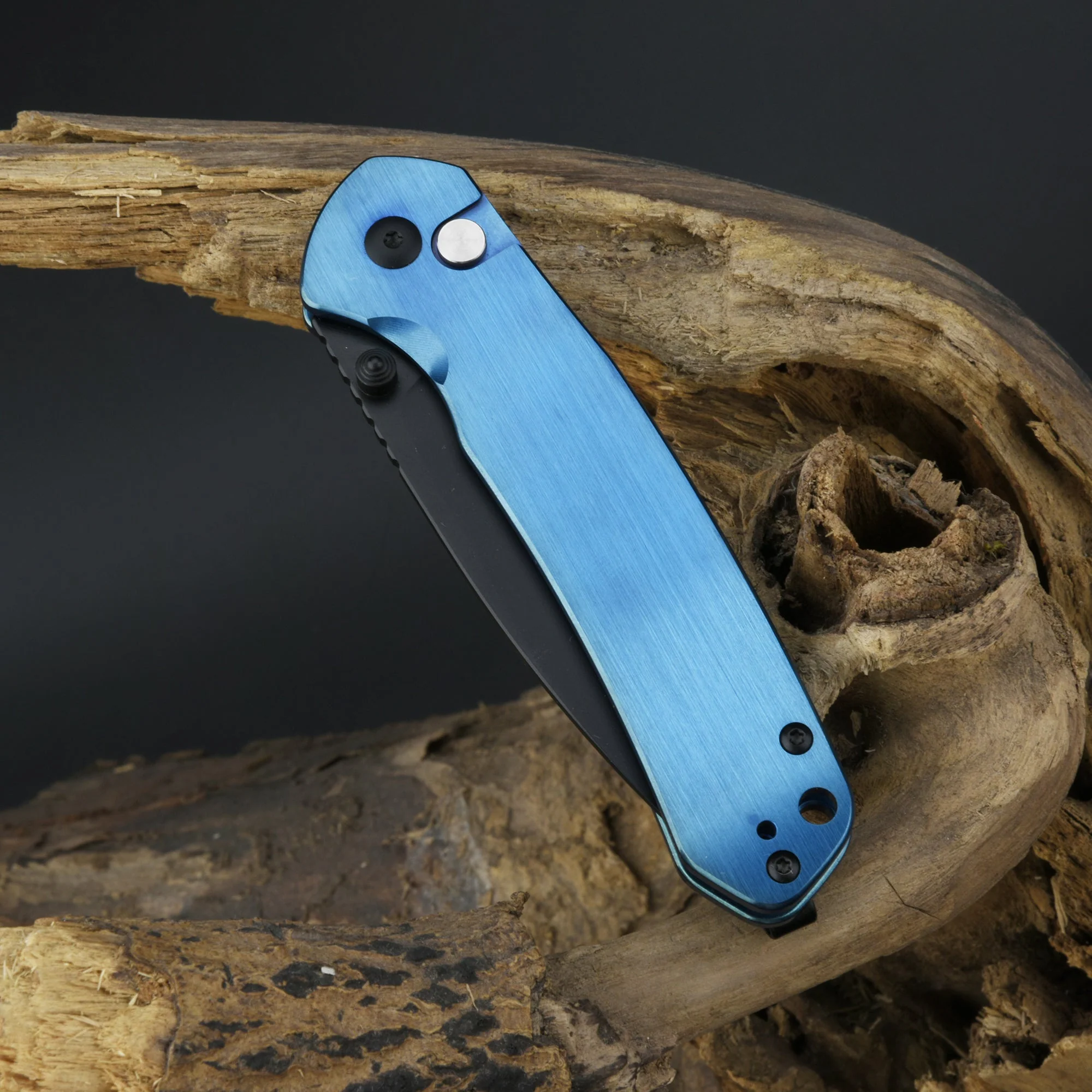 CJRB Pyrite J1925 AR-RPM9 Steel Blade Steel Handle Folding Knives Blue - Image 4
