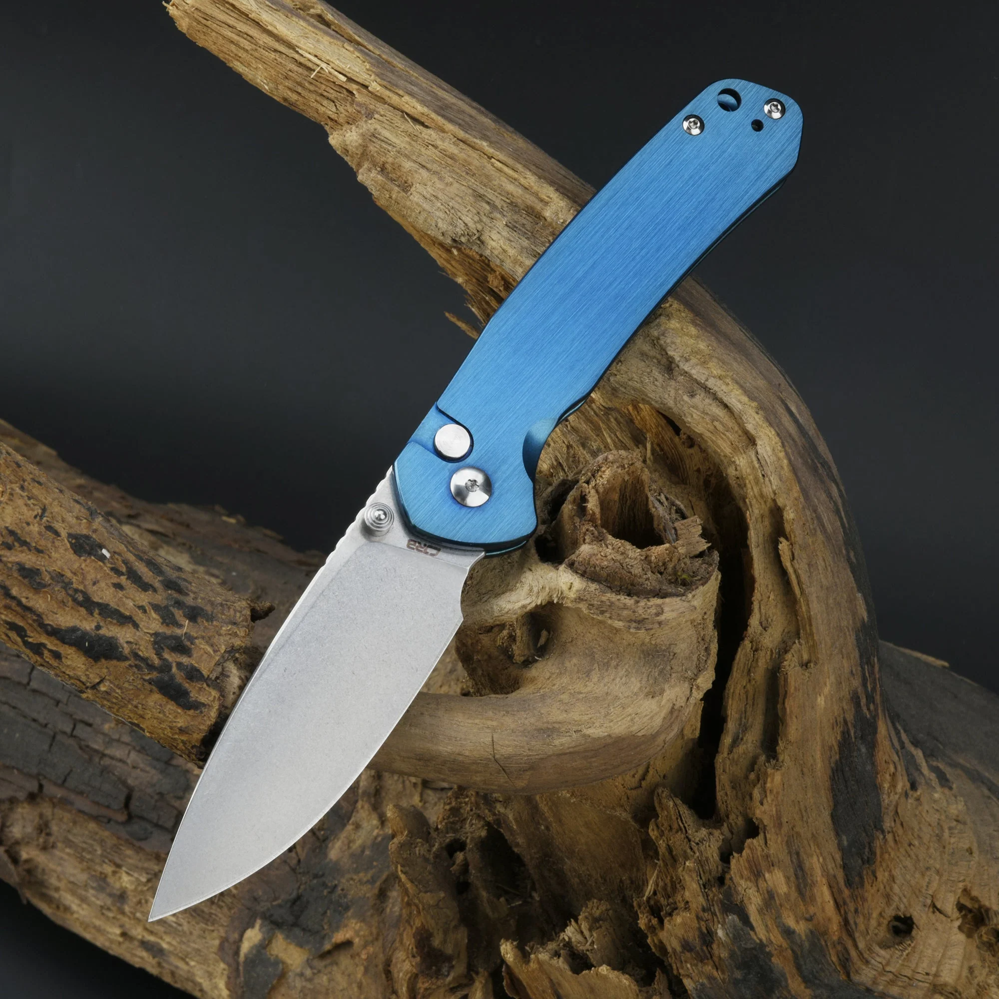 CJRB Pyrite J1925 AR-RPM9 Steel Blade Steel Handle Folding Knives Blue - Image 8