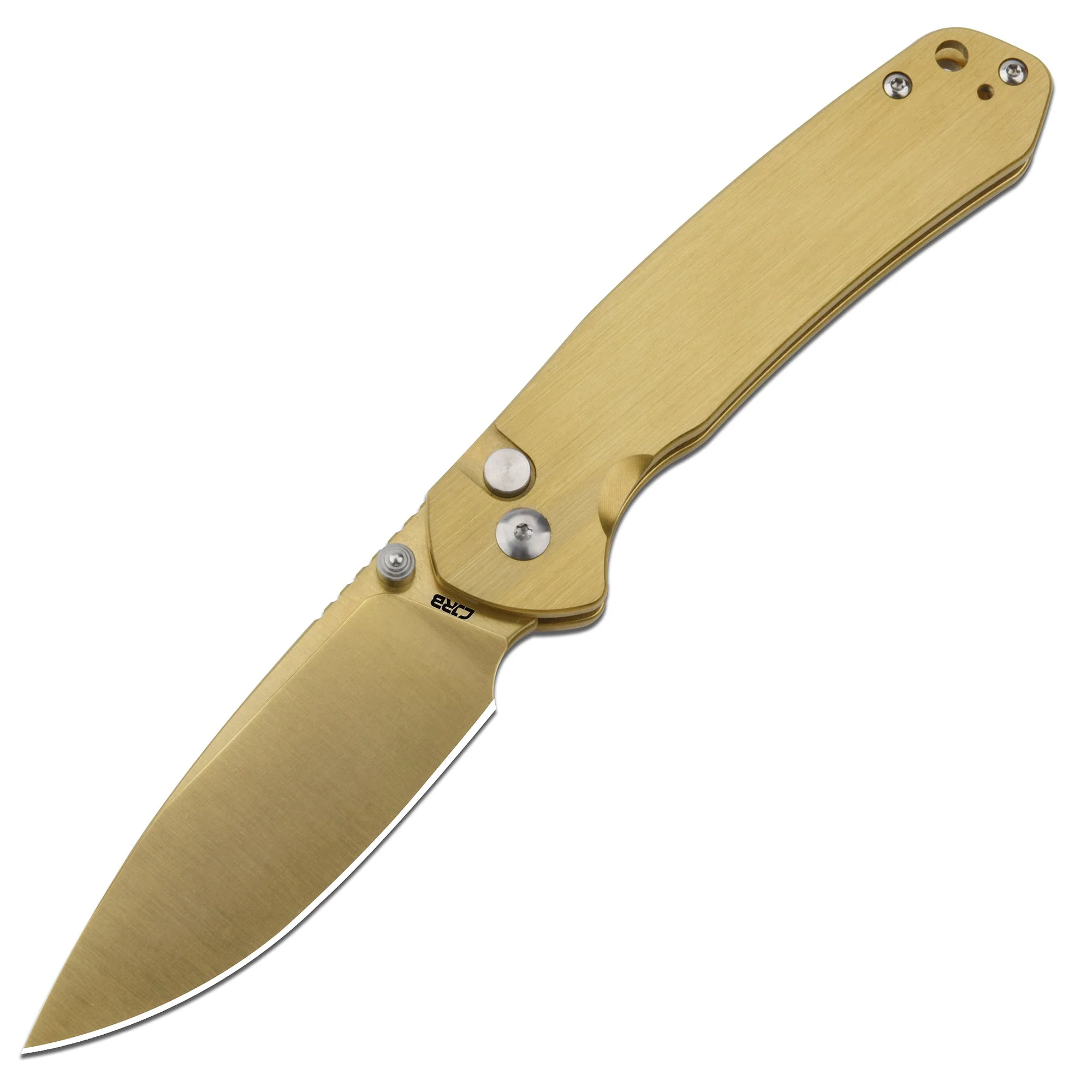 CJRB Pyrite J1925 AR-RPM9 Steel Blade Steel Handle Folding Knives Brass Colorer - Image 11