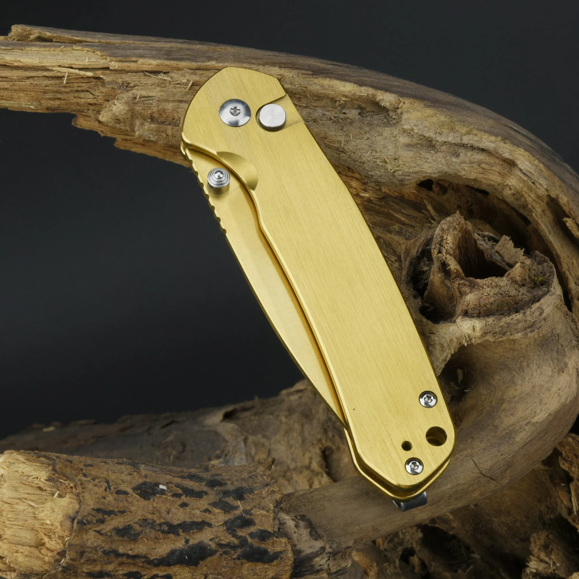 CJRB Pyrite J1925 AR-RPM9 Steel Blade Steel Handle Folding Knives Brass Colorer - Image 13